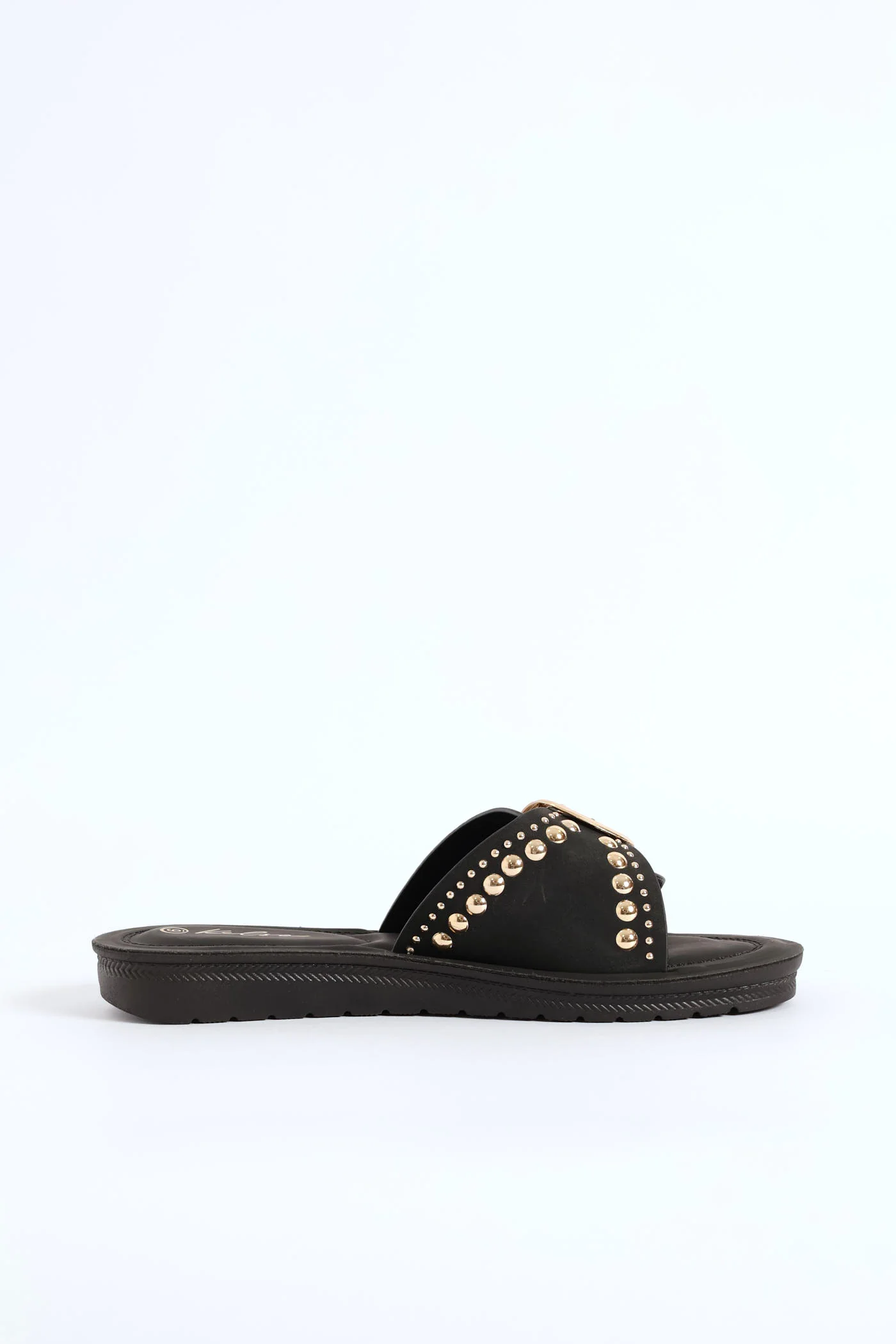 Buckle & Stud Detail Mule Sandal - Black - Image 3
