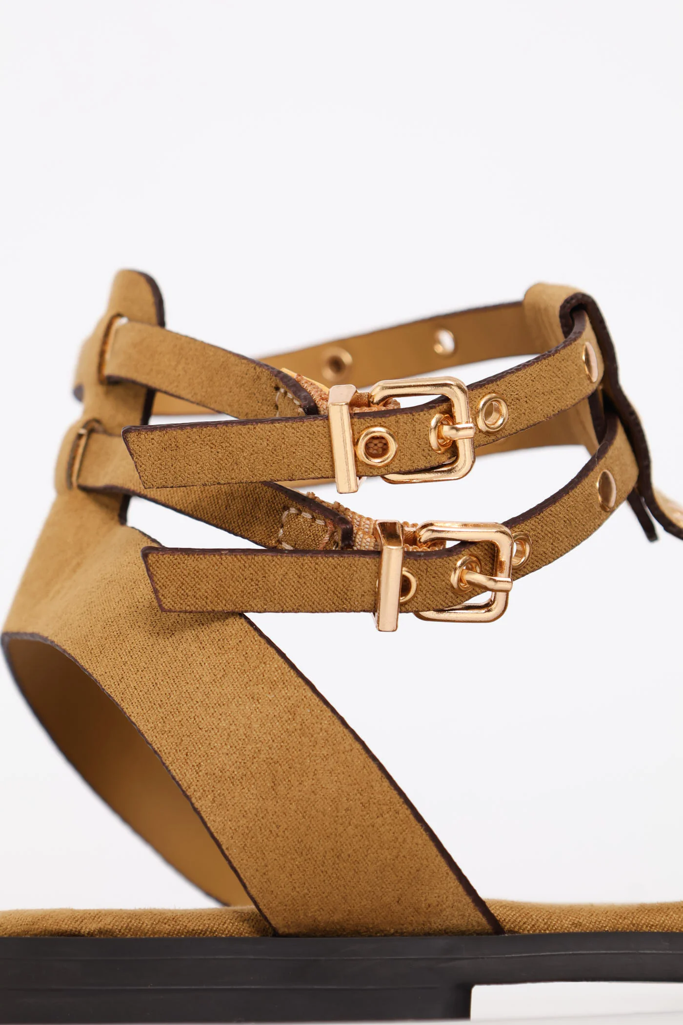 Buckle & Stud Detail Mulstistrap Sandal - Taupe - Image 3