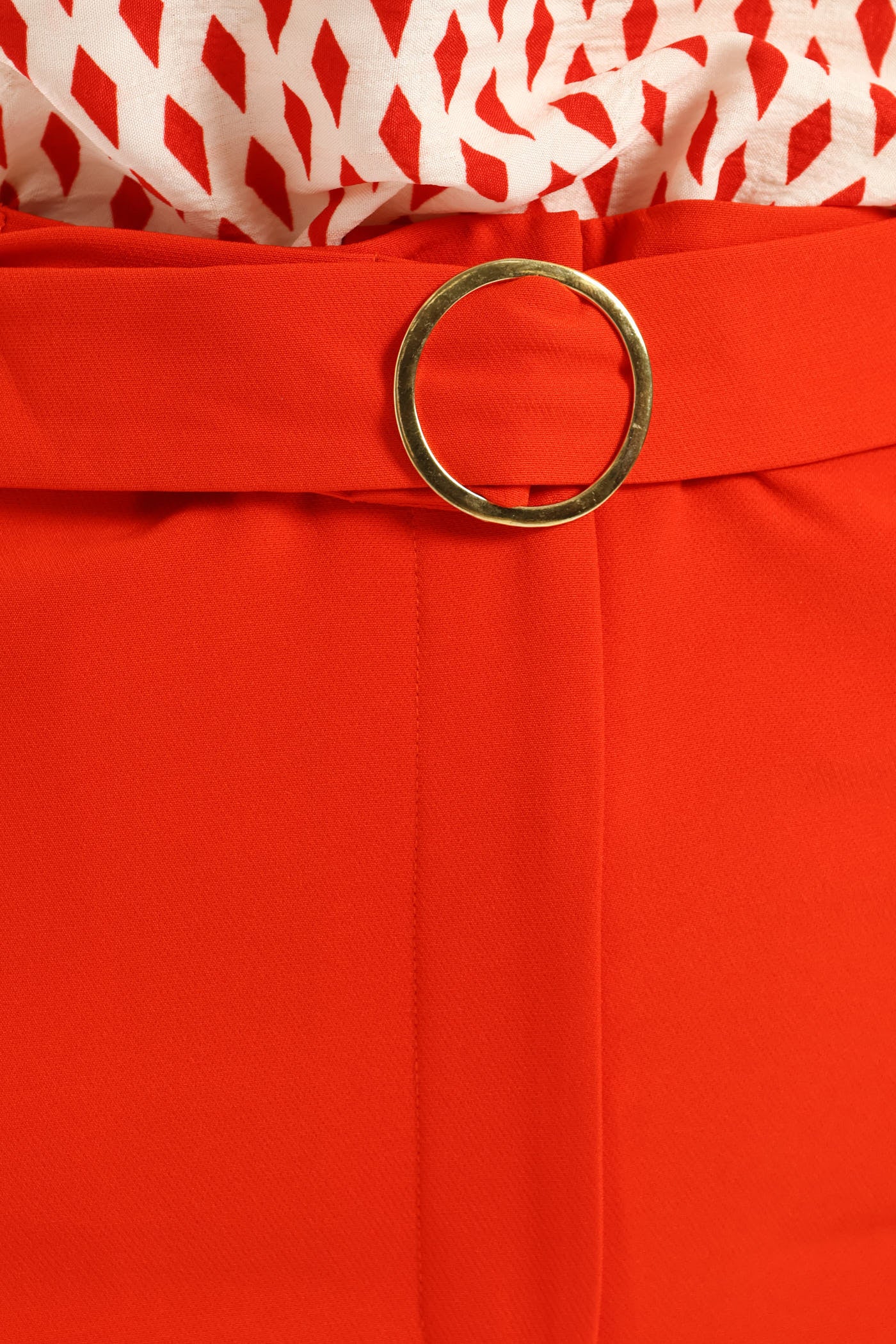 Buckle Belted Tapered Leg Pant - Red - Image 5
