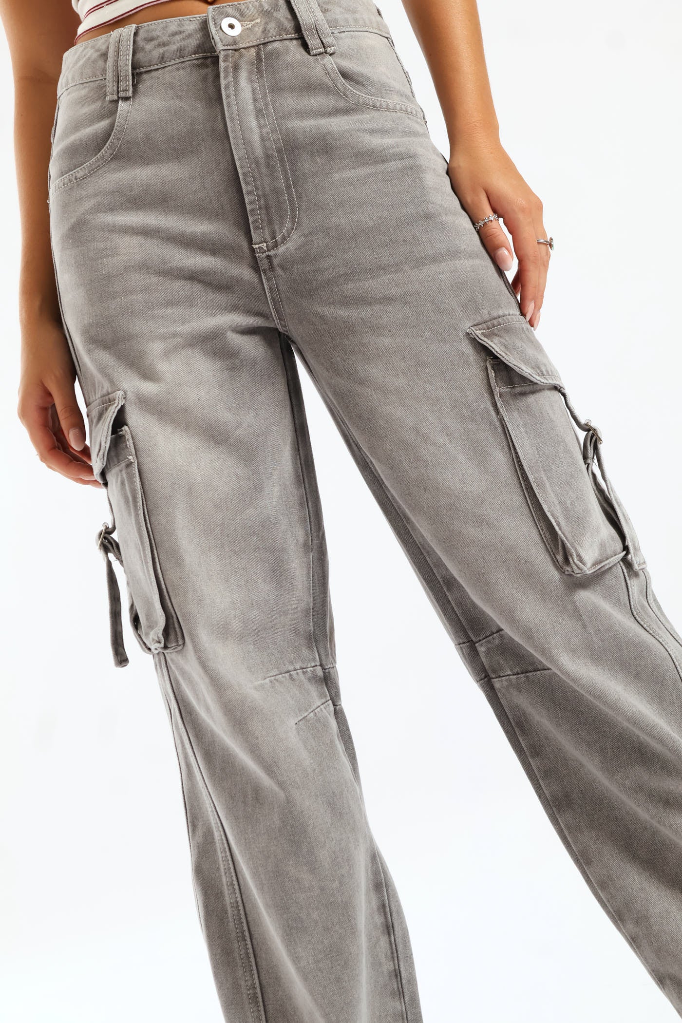 Buckle Cargo Jean - Mid Grey - Image 2