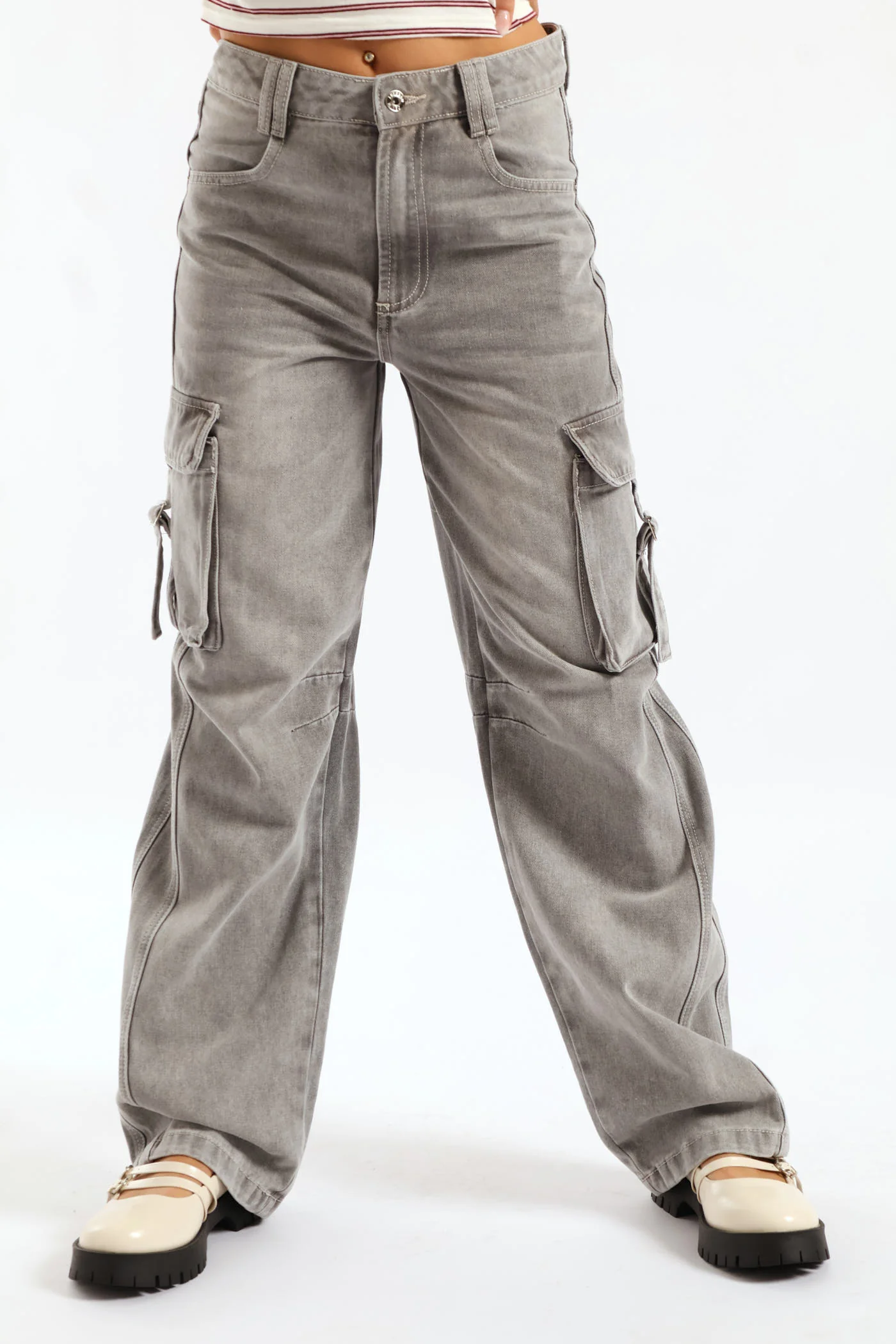 Buckle Cargo Jean - Mid Grey - Image 3