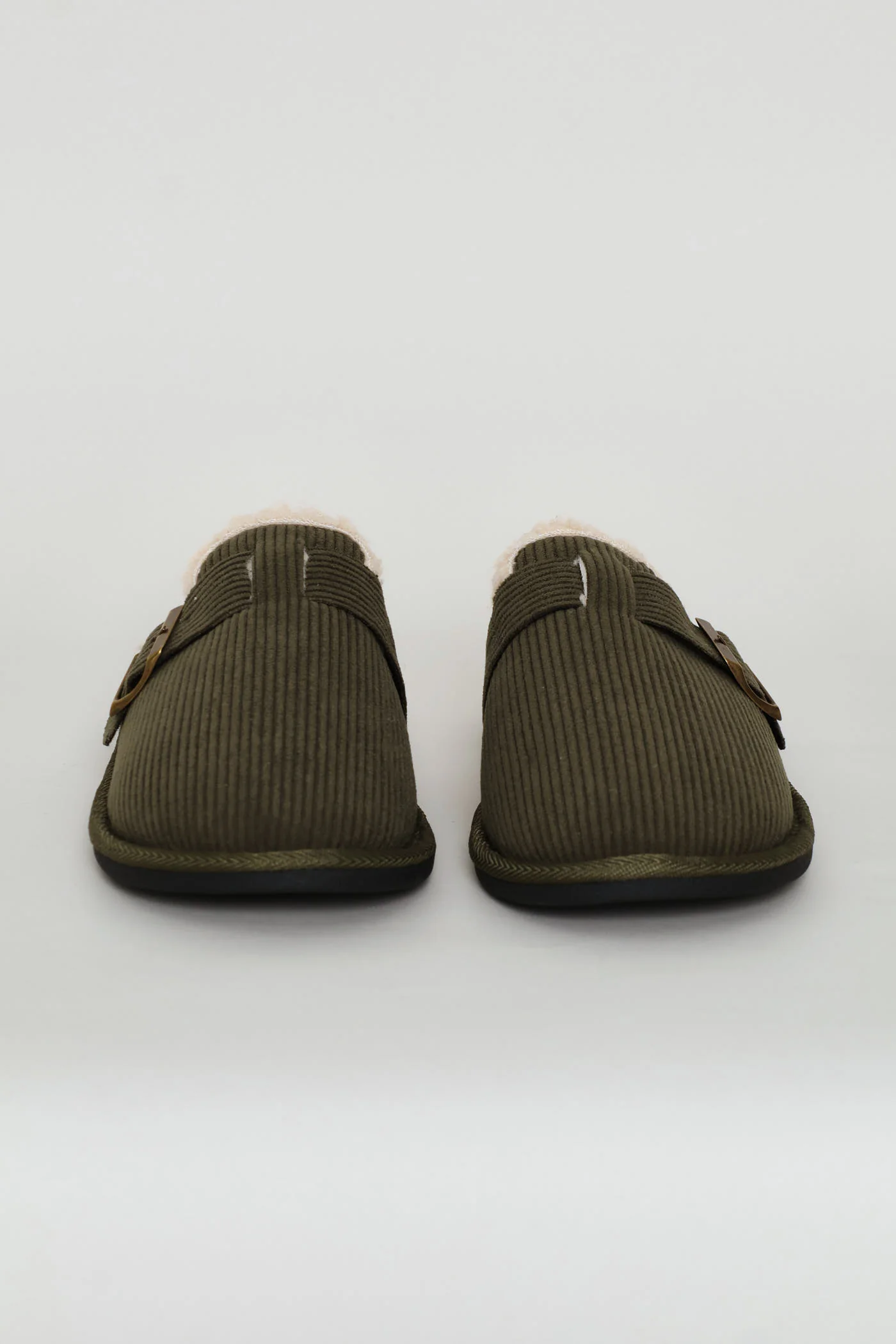Buckle Detail Corduroy Clog Slipper - Fatigue - Image 5