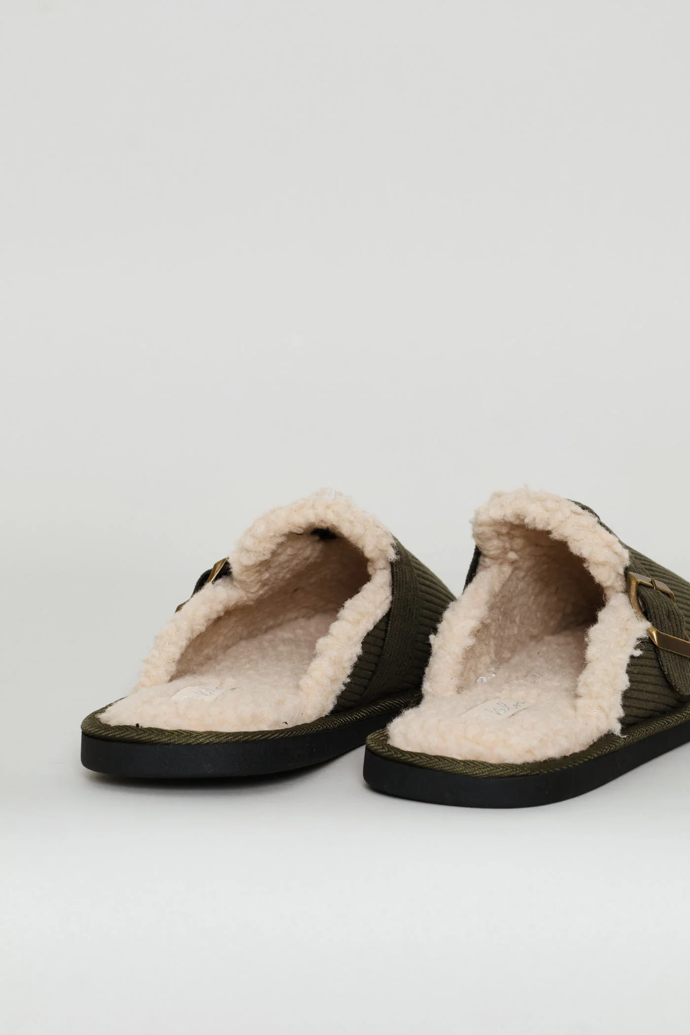 Buckle Detail Corduroy Clog Slipper - Fatigue - Image 6