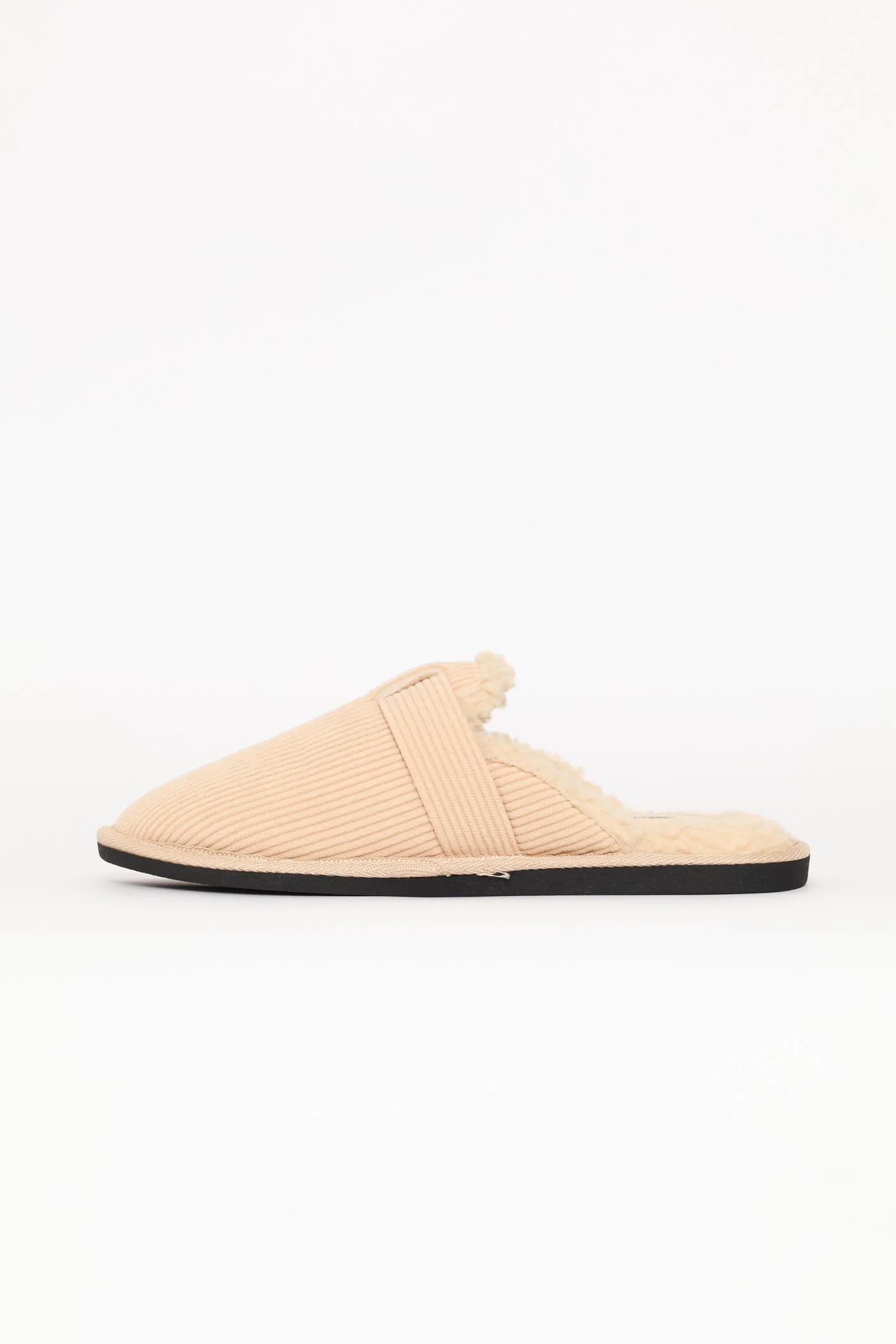 Buckle Detail Corduroy Clog Slipper - Stone - Image 3