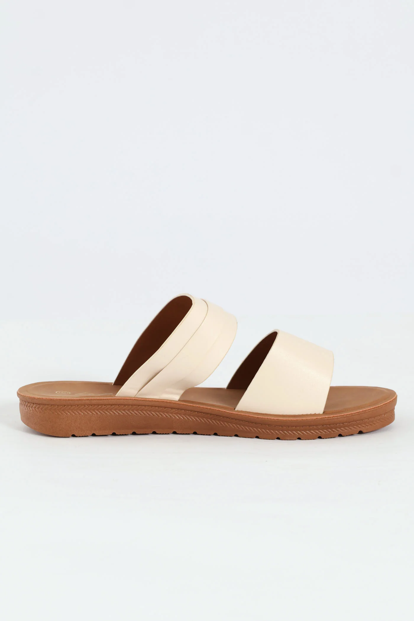 Buckle Detail Double Band Comfort Mule Sandal - Natural - Image 3