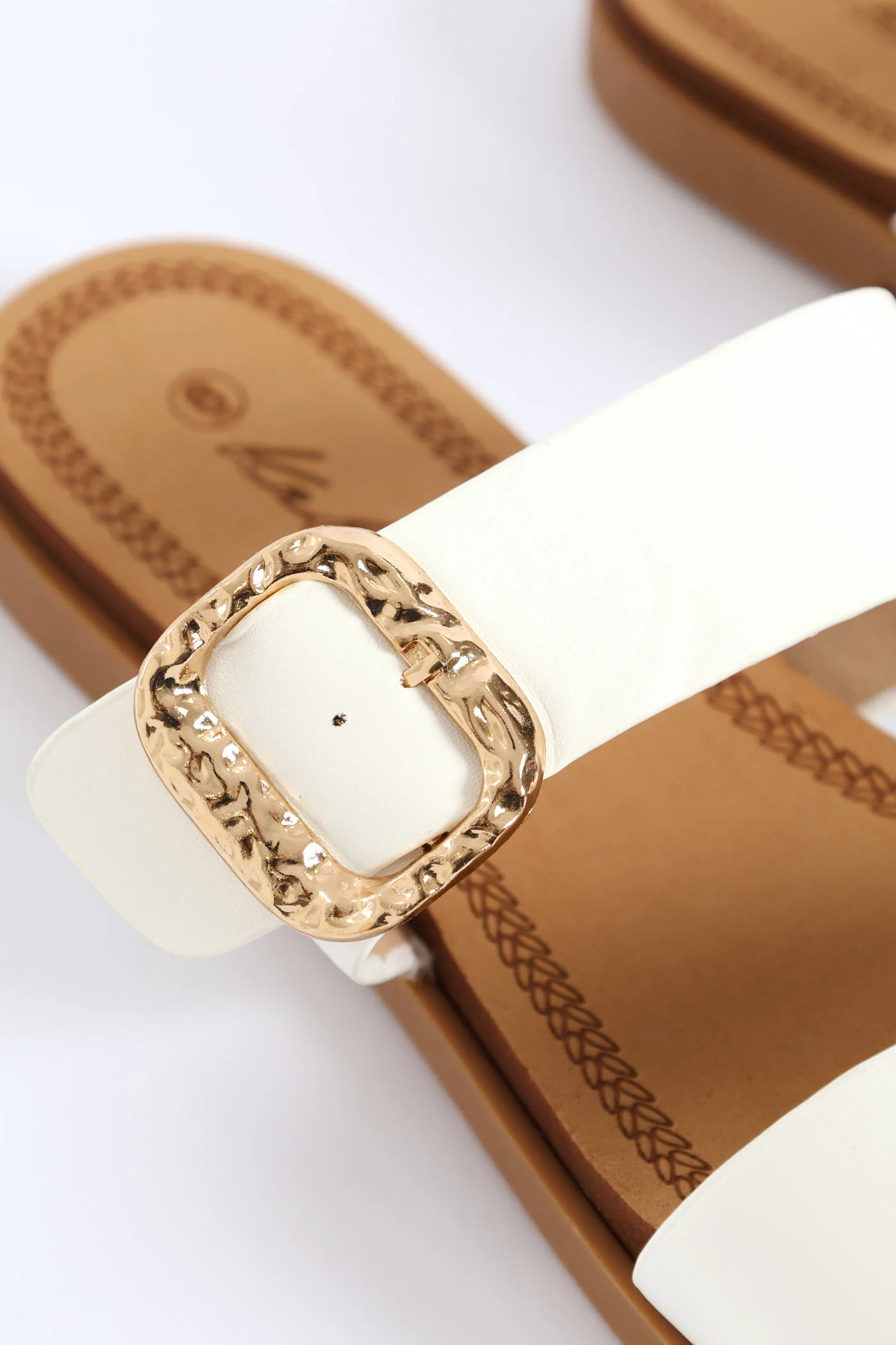 Buckle Detail Double Band Sandal - White - Image 2