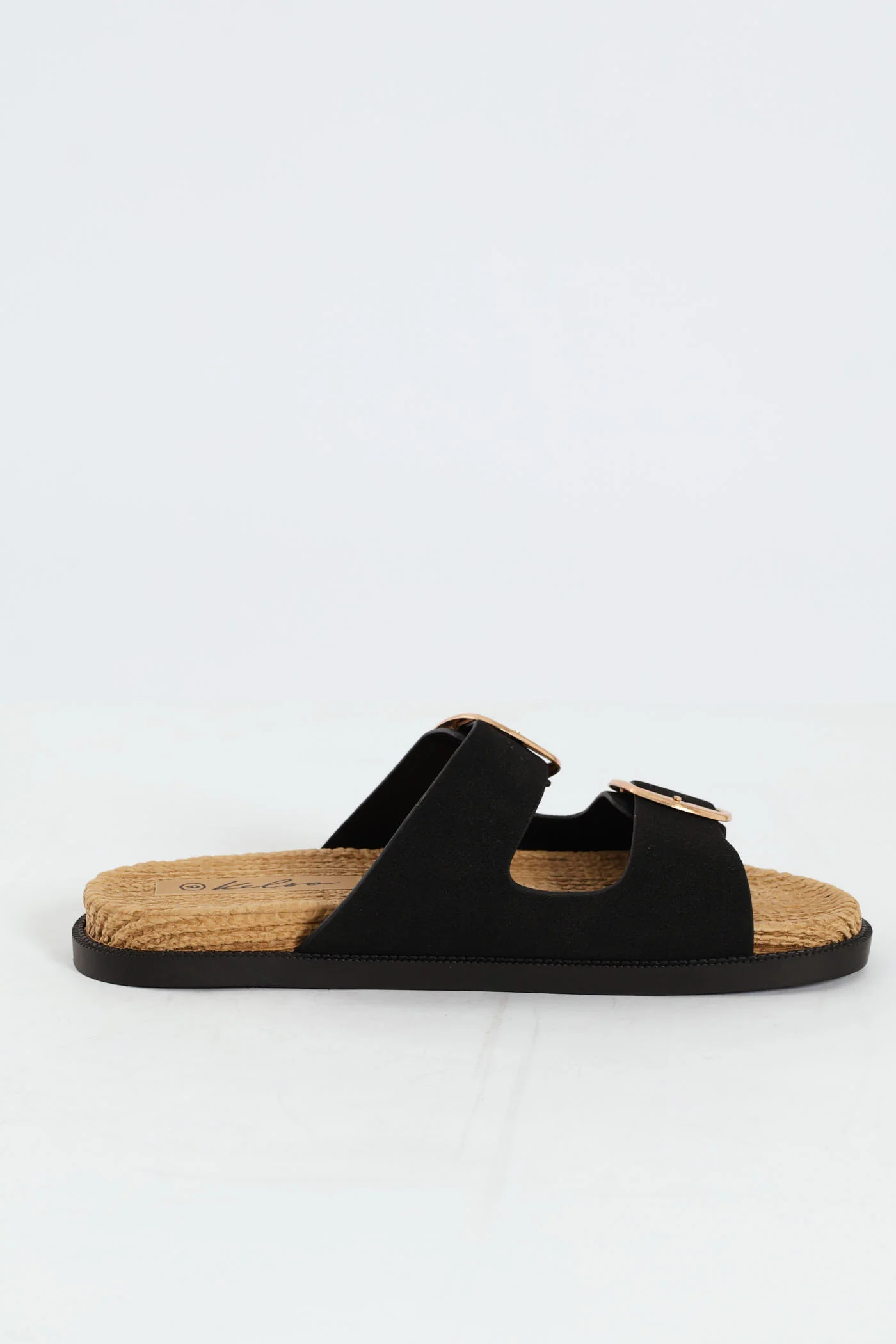 Buckle Detail Espadrille Slide - Black - Image 3