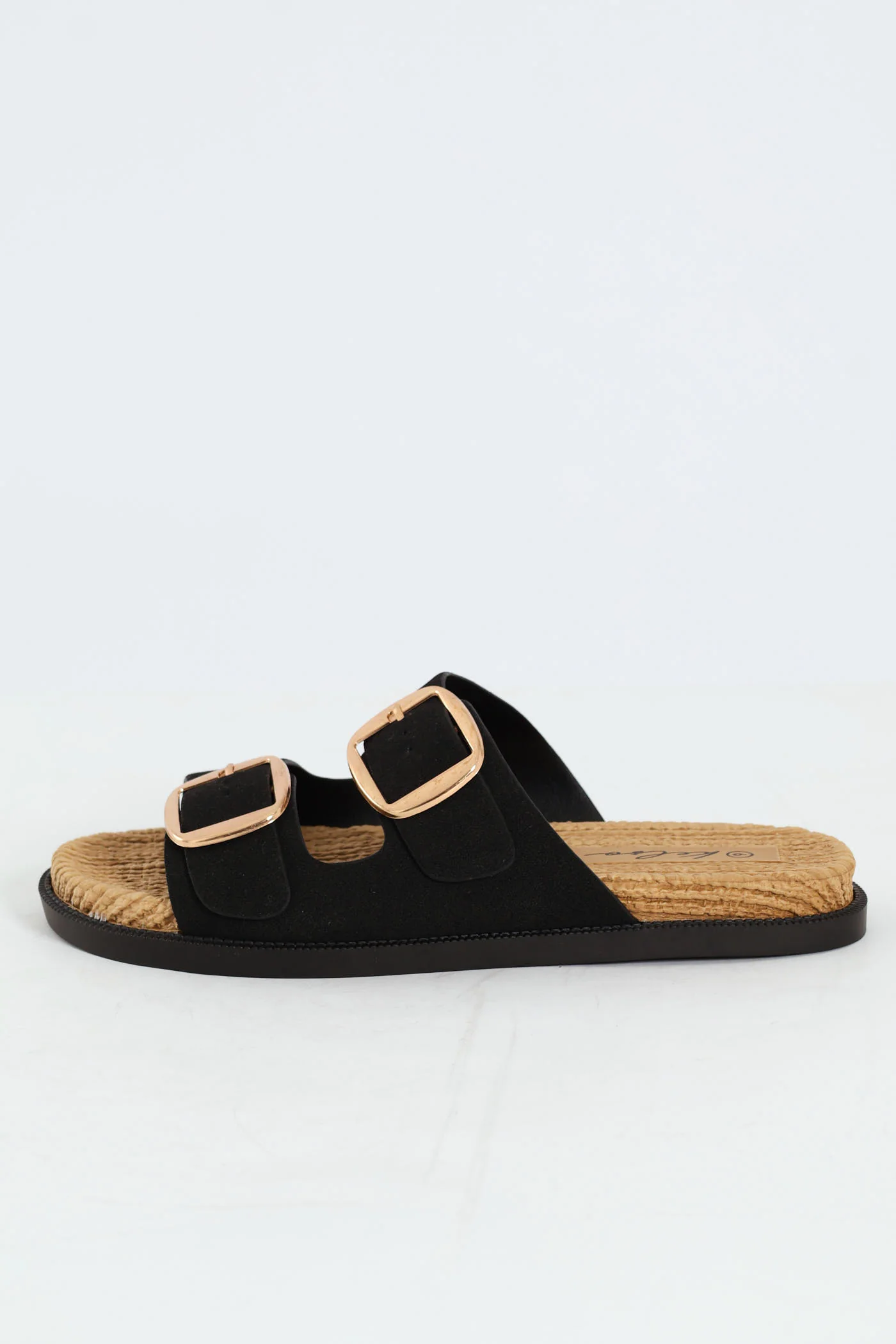 Buckle Detail Espadrille Slide - Black - Image 4