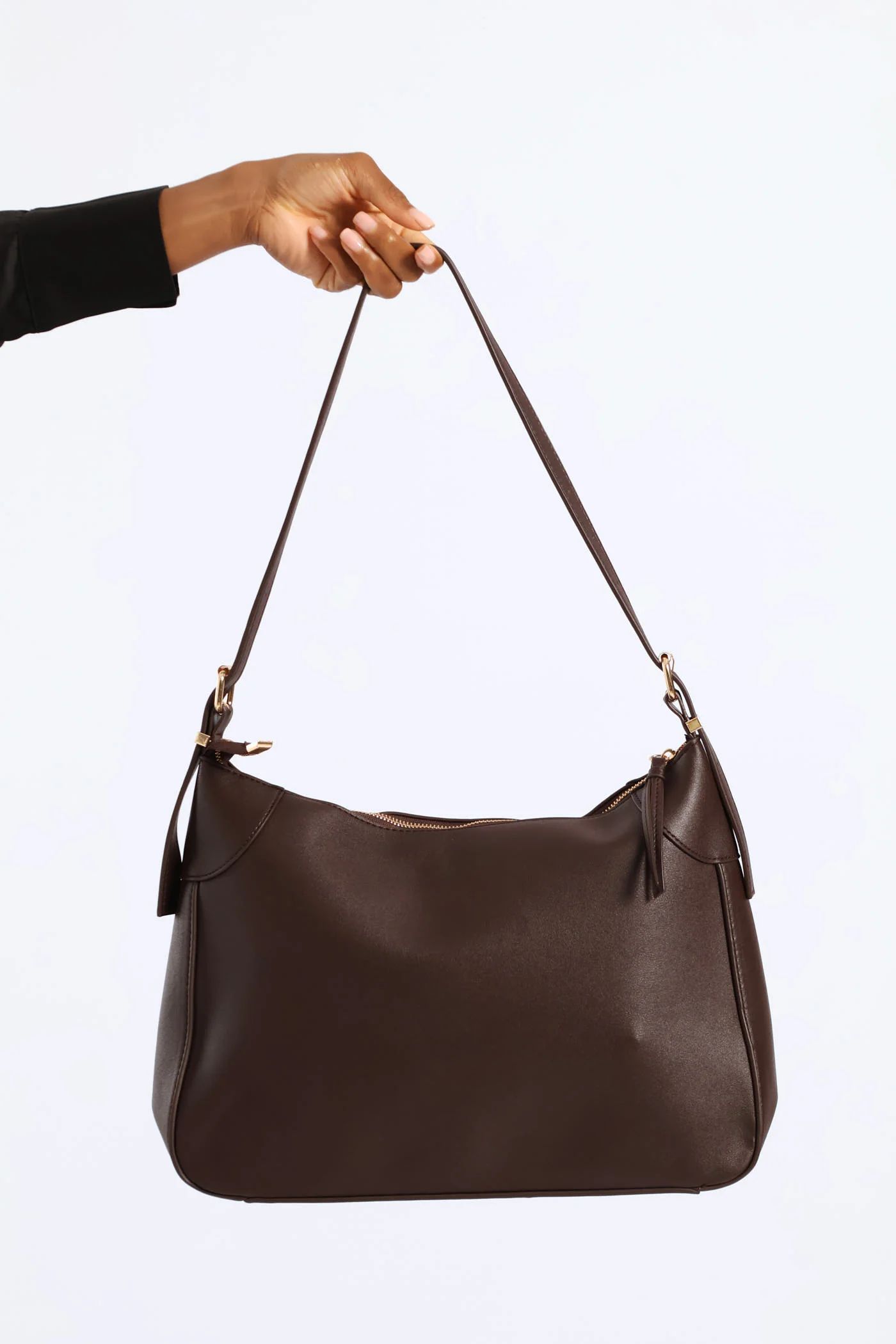 Buckle Detail Shoulder Bag - Chocolate - Image 2