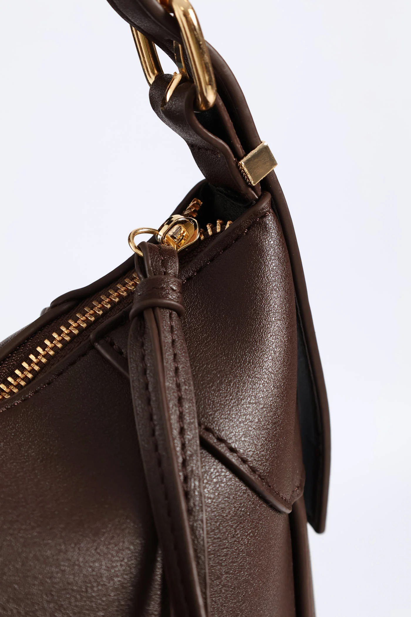 Buckle Detail Shoulder Bag - Chocolate - Image 3