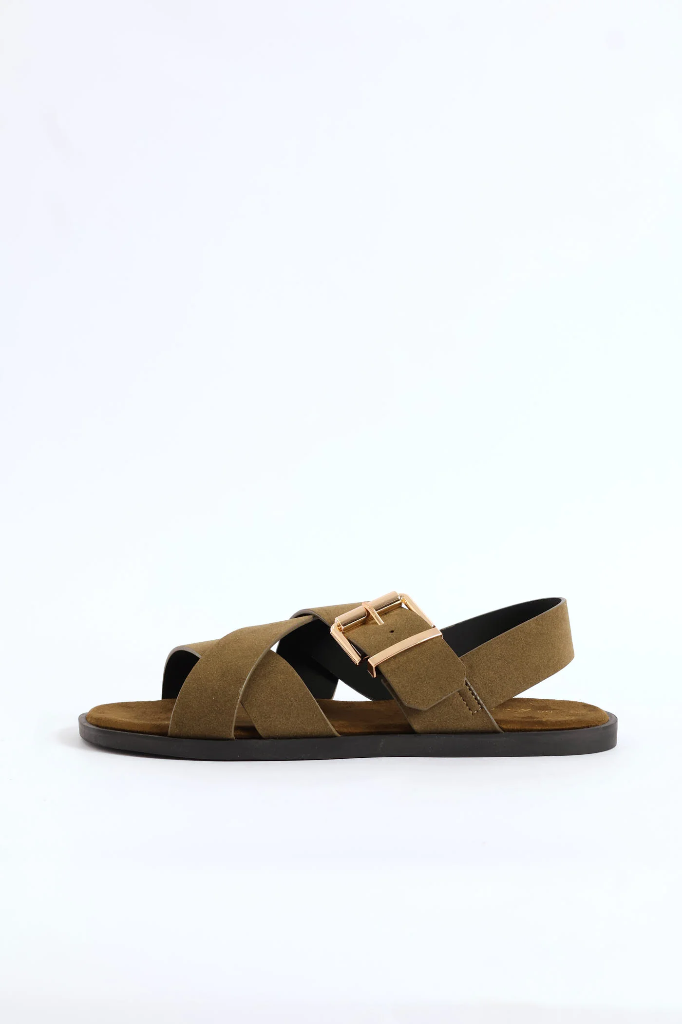 Buckle Detail Slingback Sandal - Olive - Image 2