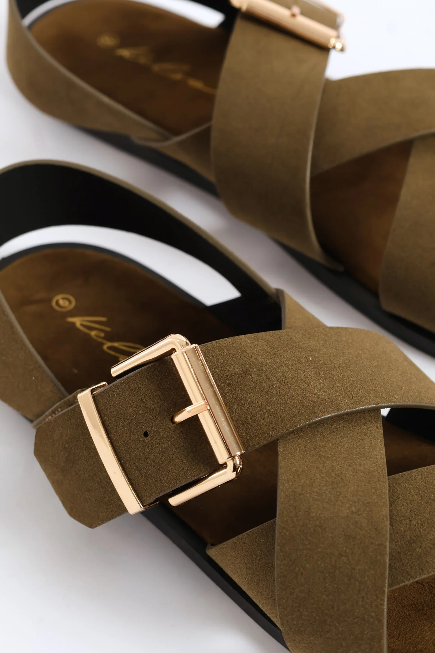 Buckle Detail Slingback Sandal - Olive - Image 3