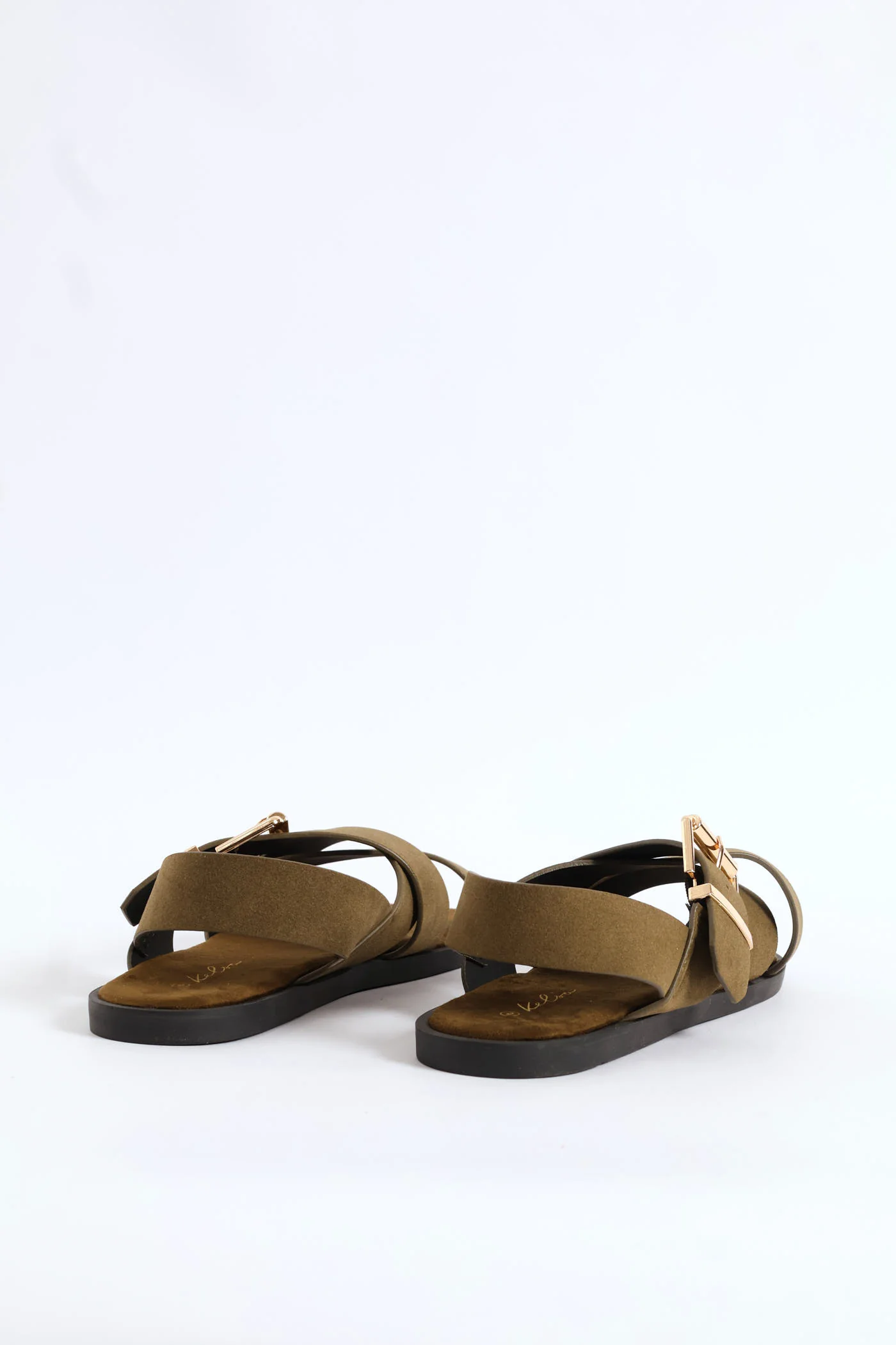 Buckle Detail Slingback Sandal - Olive - Image 4