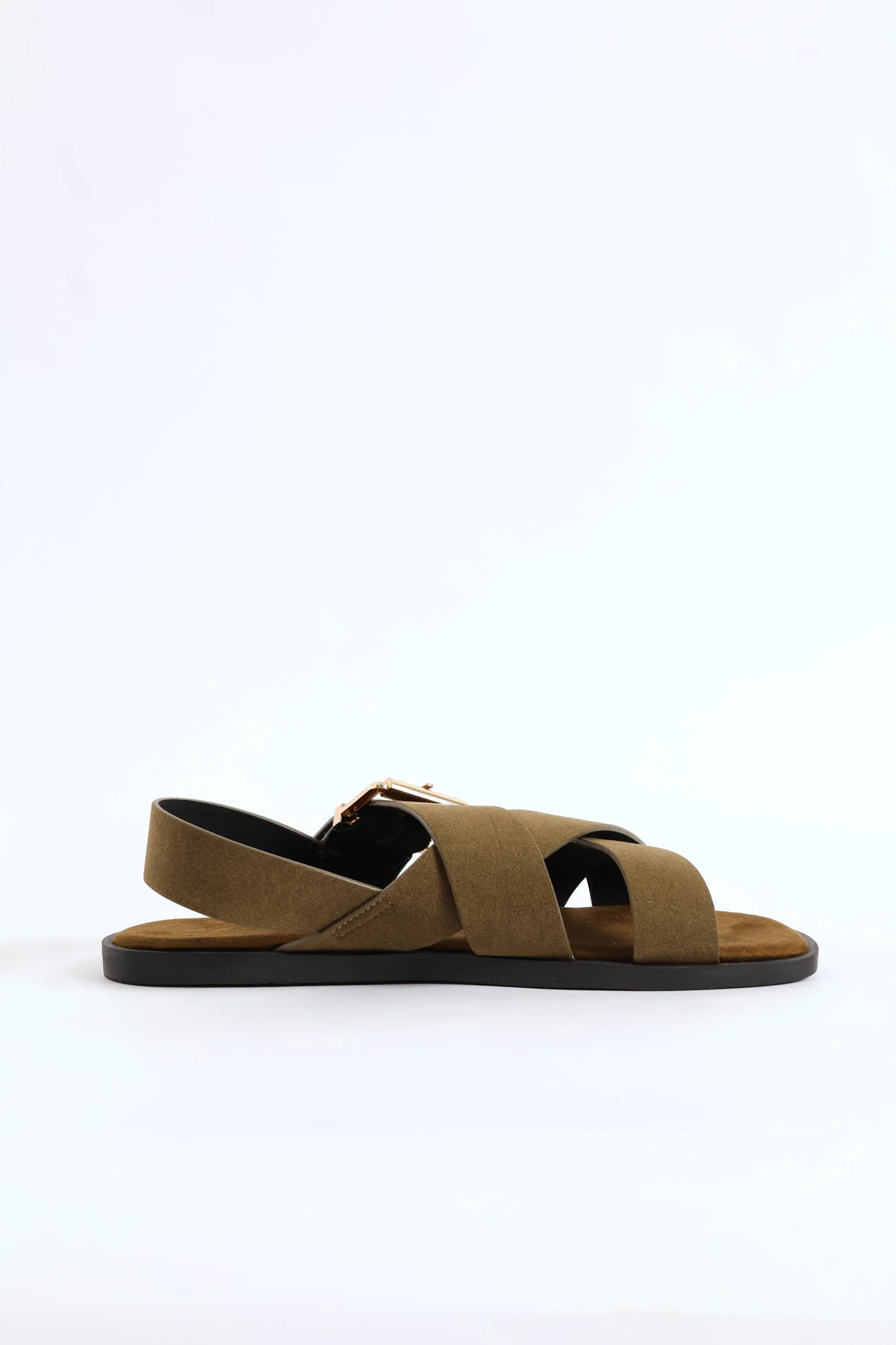 Buckle Detail Slingback Sandal - Olive - Image 5