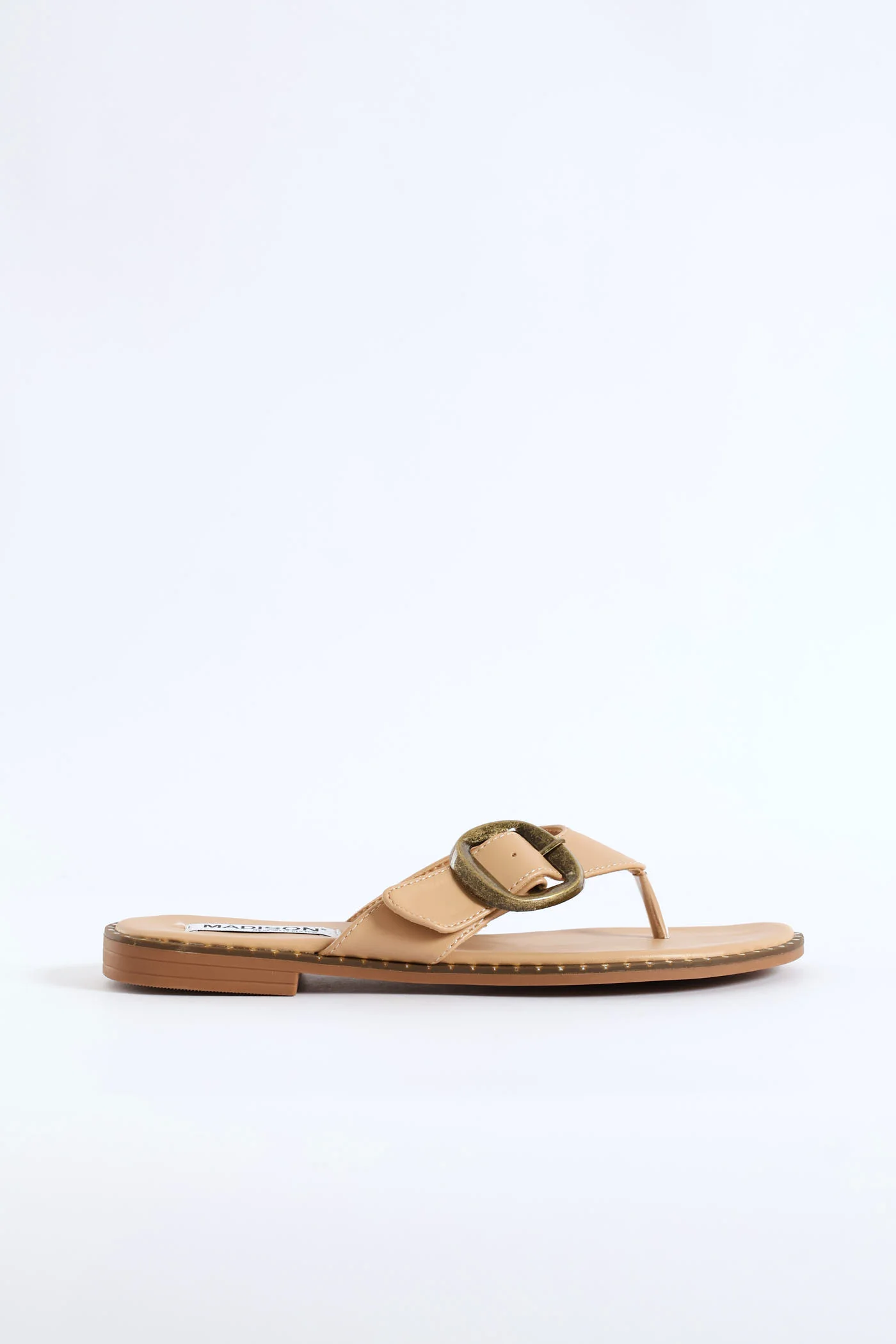 Buckle Detail Thong Sandal - Nude - Image 3