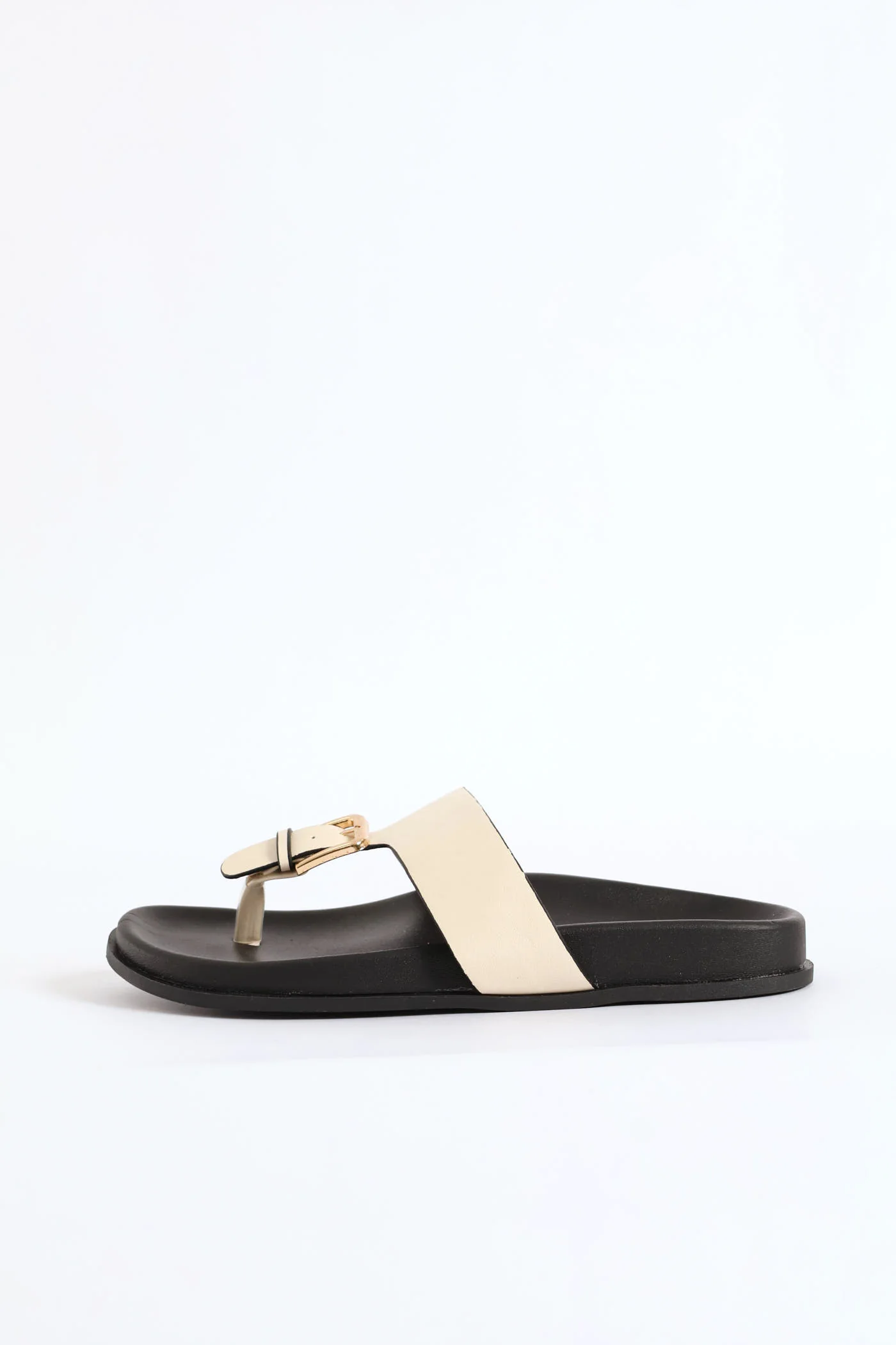Buckle Detail Thong Sandal On Moulded Outsole - Off White - Image 4