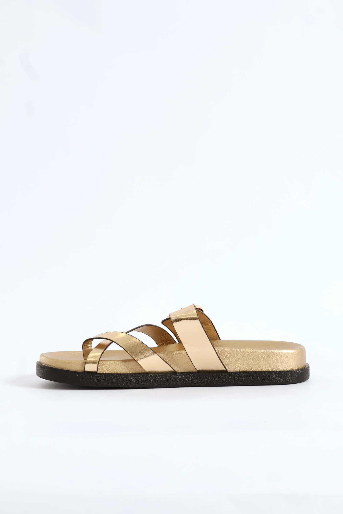 Buckle Detail Toe Post Comfort Sandal - Gold - Image 4