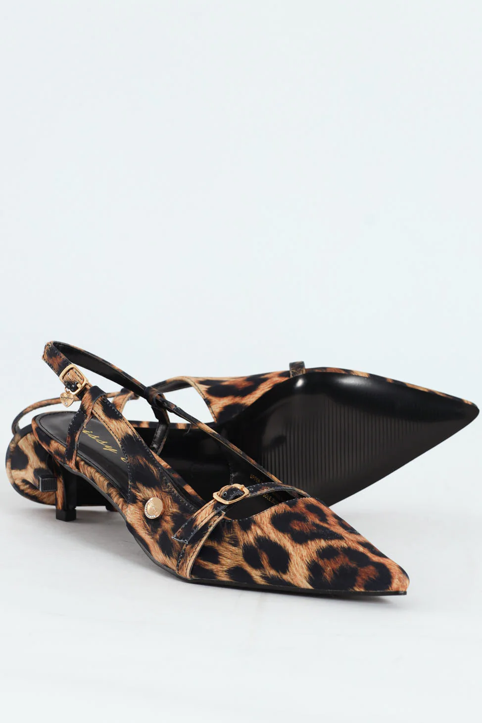 Buckle Pointed Toe Sling Back Heel - Animal Print - Image 4