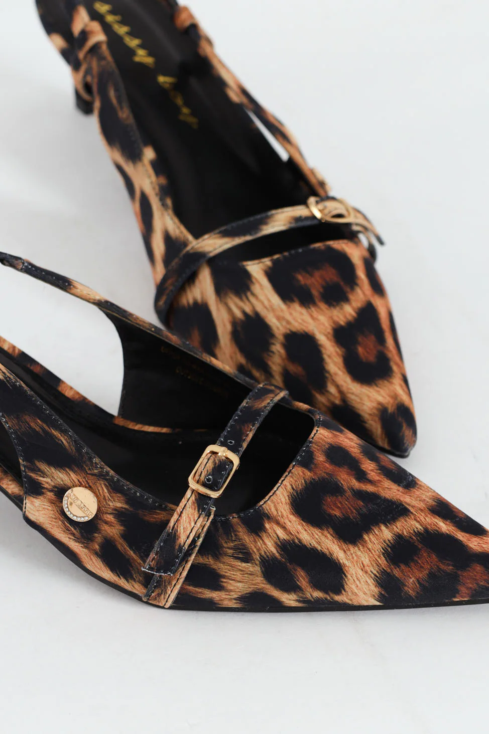 Buckle Pointed Toe Sling Back Heel - Animal Print - Image 6