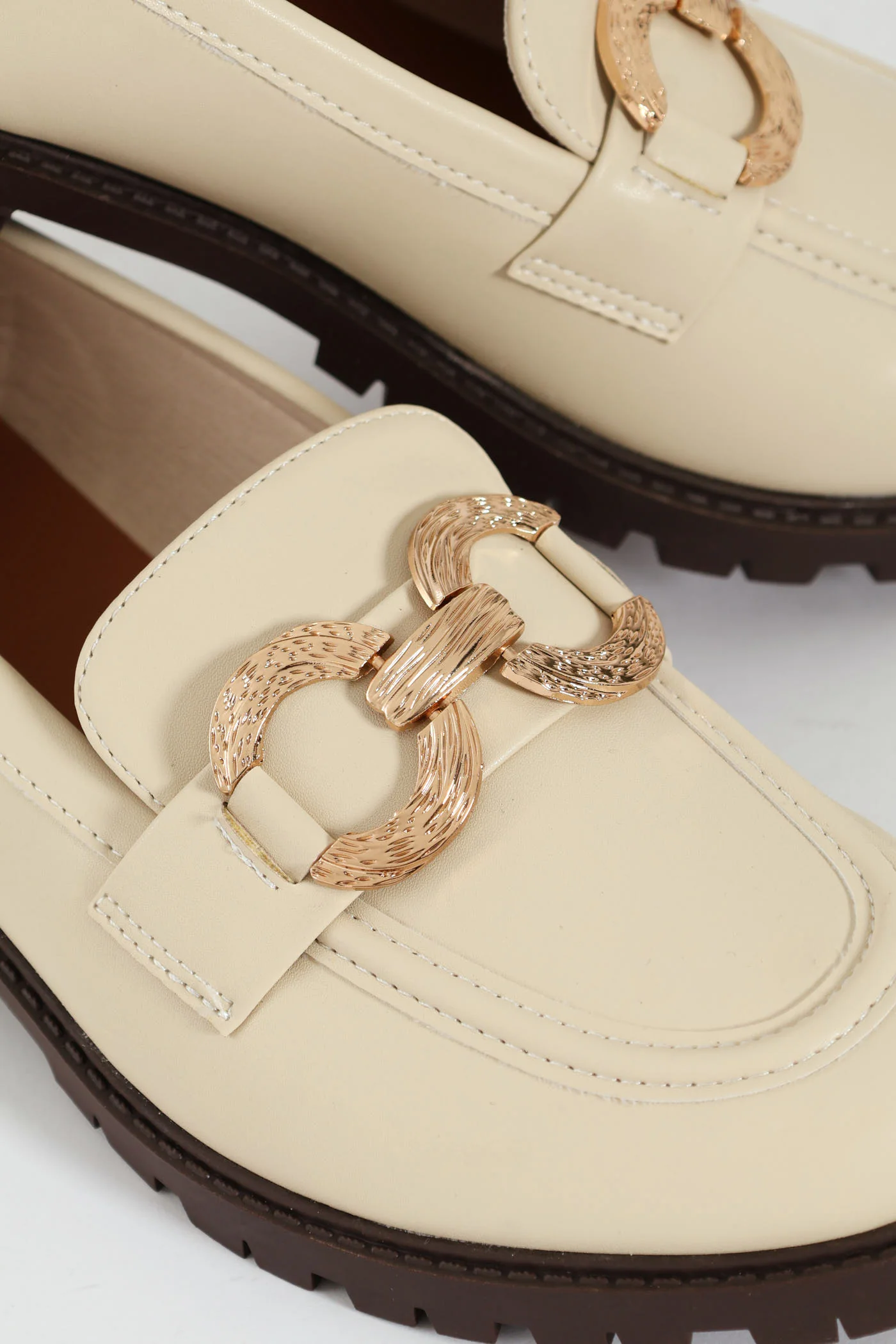 Built-Up Loafer With Linked 0-Shape Trim - Off White - Image 2