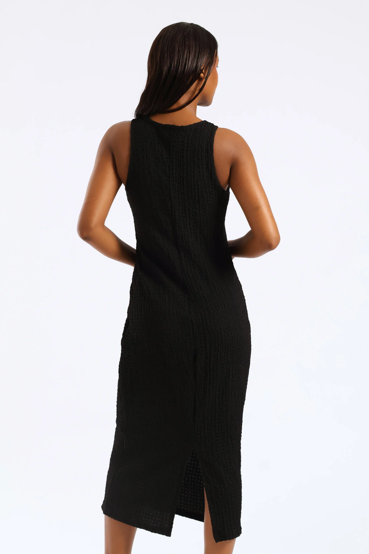 Built Up Racer Column Midi Dress - Black - Image 2