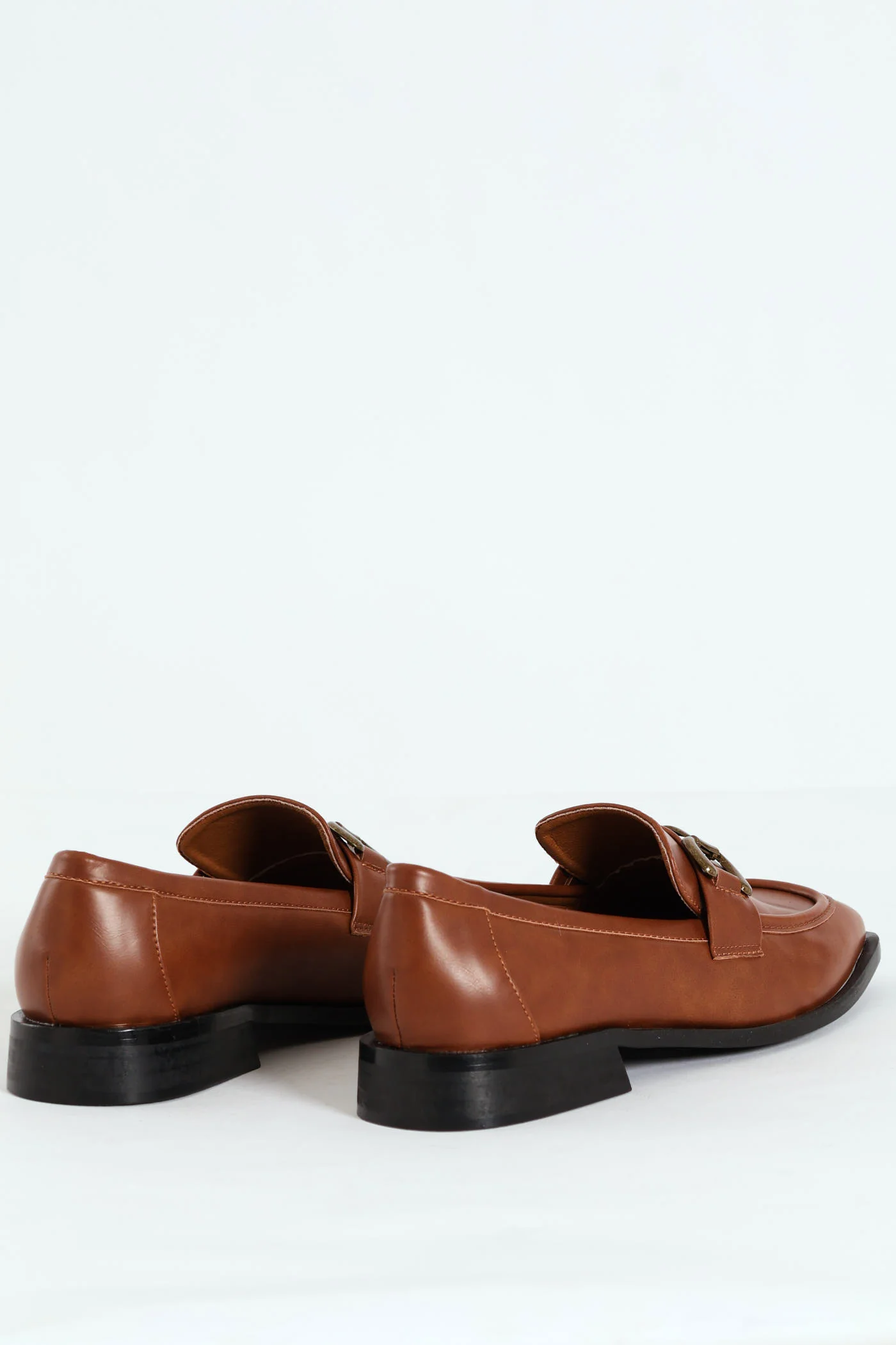 Burnished PU Loafer With Brass Trim - Brown - Image 4