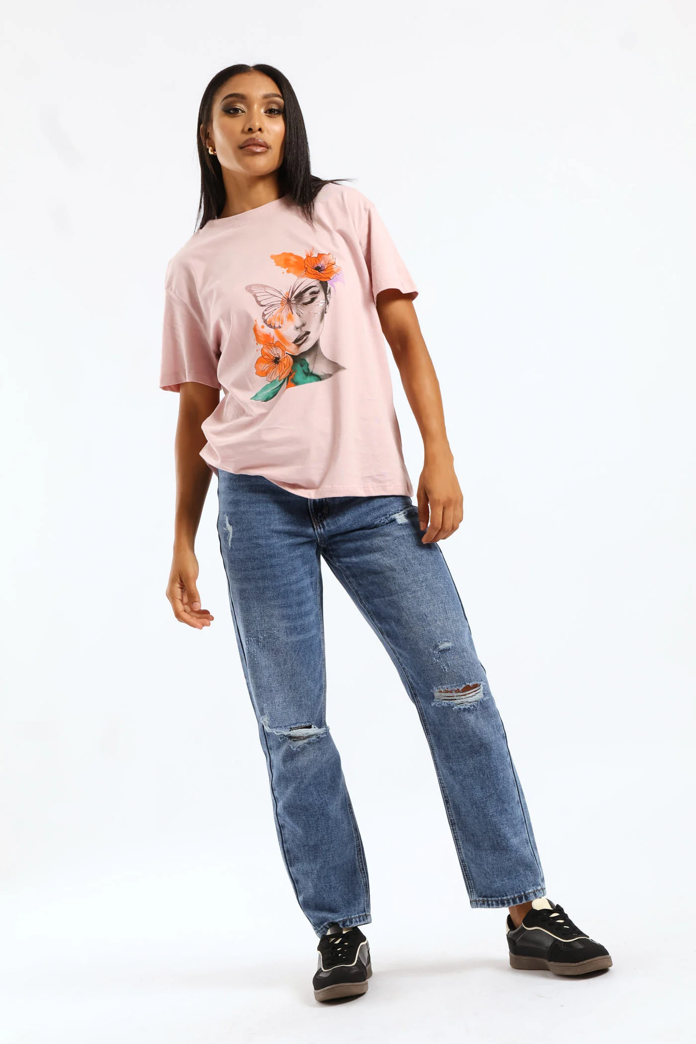 Butterfly Floral Icon Tee - Mauve - Image 2