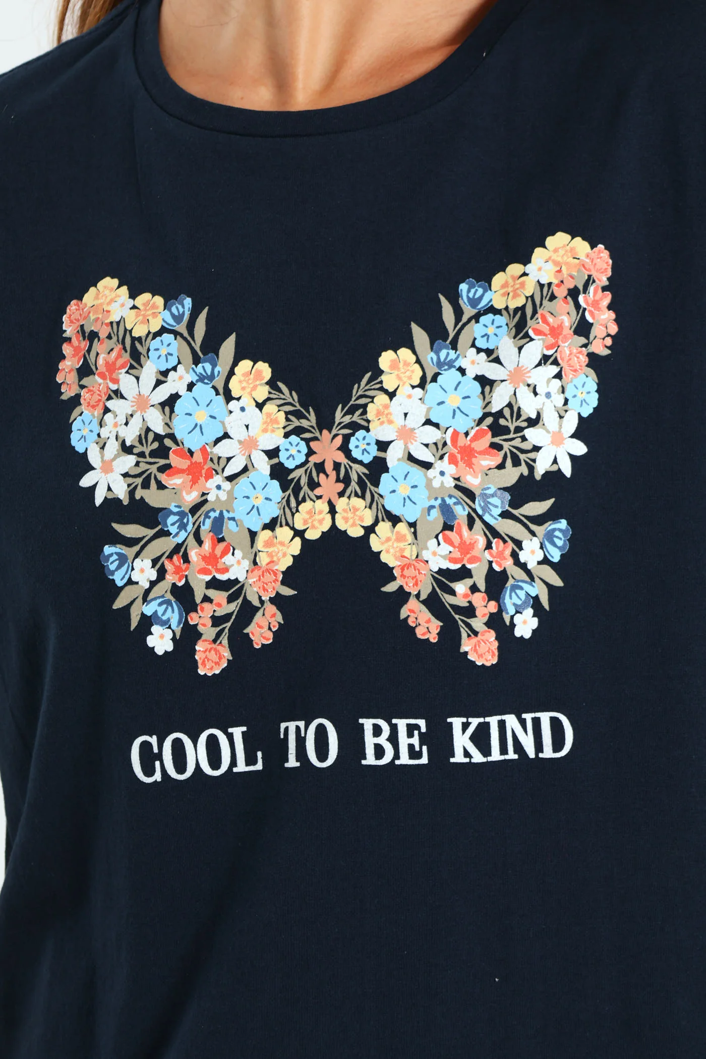 Butterfly Floral Tee - Navy - Image 4