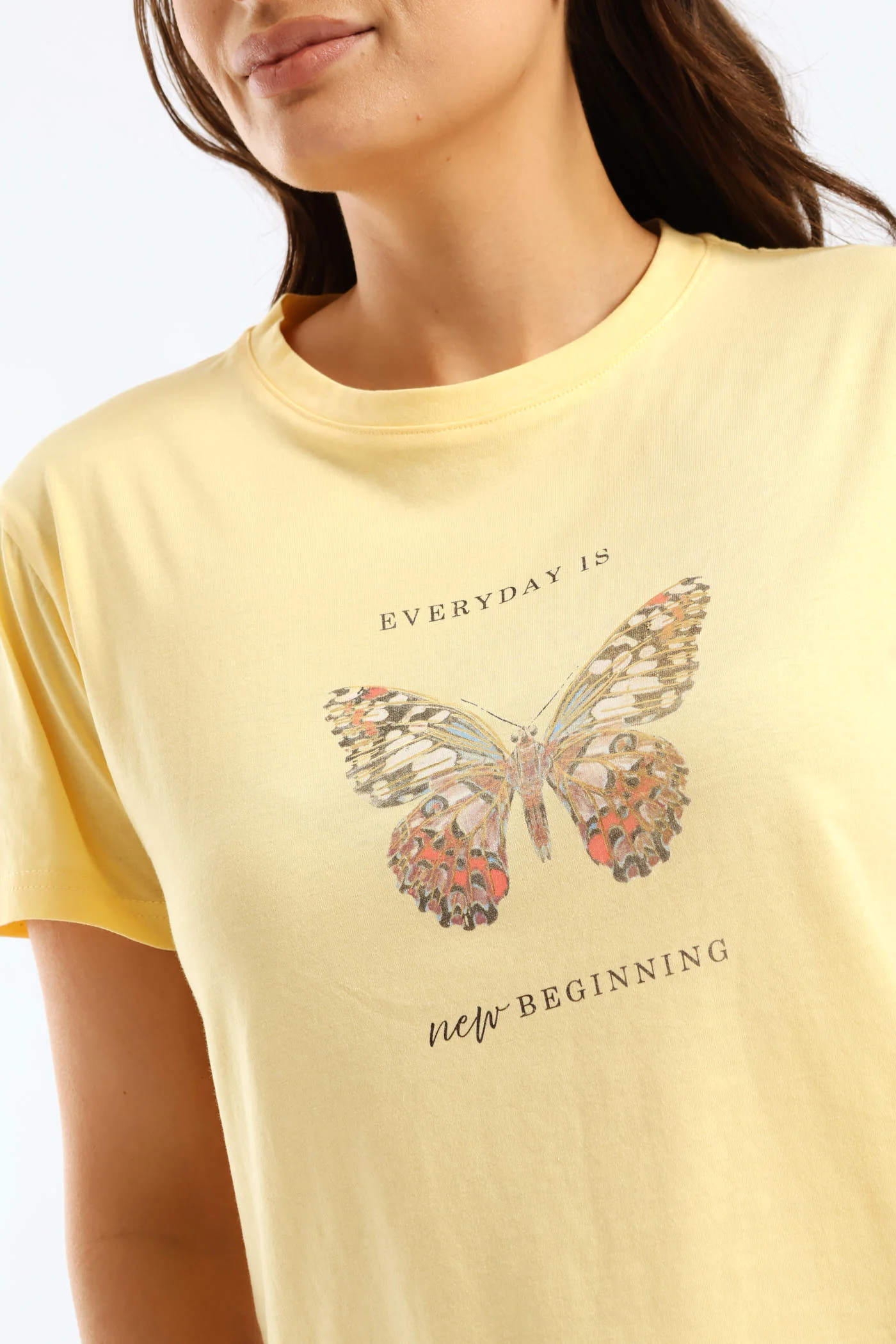 Butterfly Foil Regular Tee - Light Yellow - Image 2