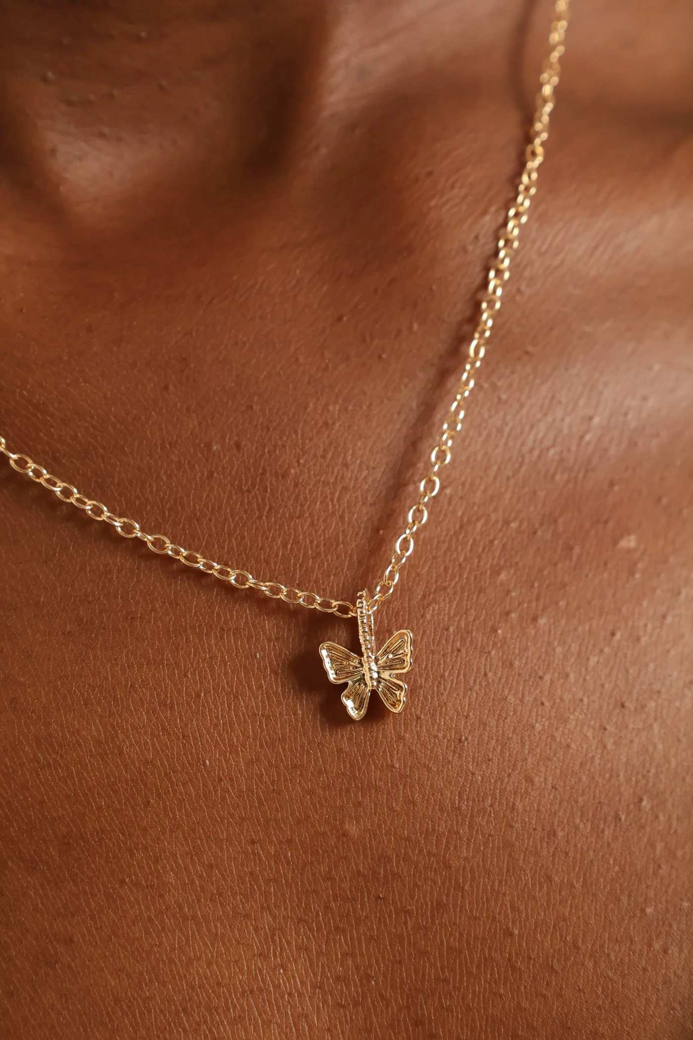 Butterfly Pendant Necklace - Gold - Image 2