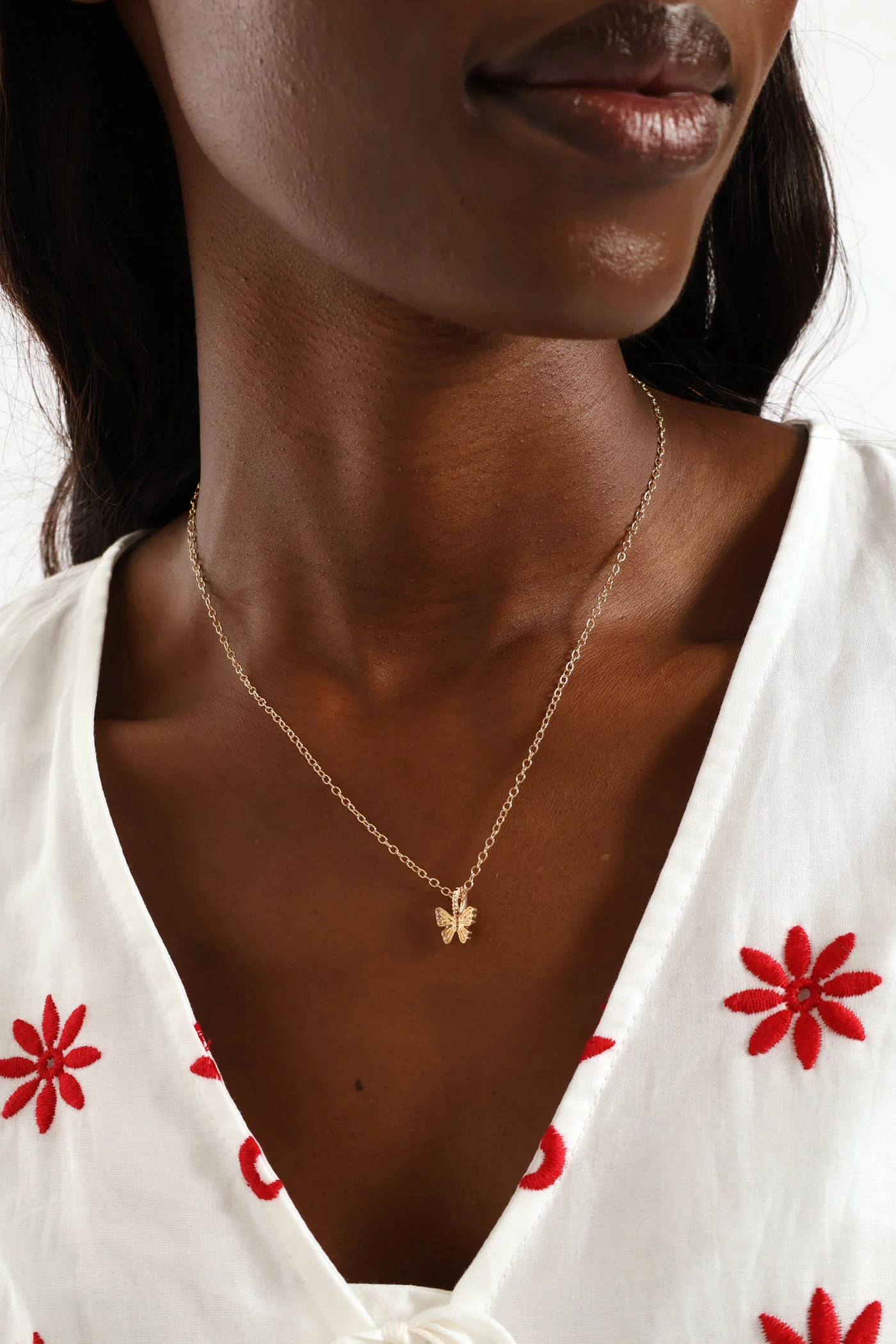Butterfly Pendant Necklace - Gold - Image 3