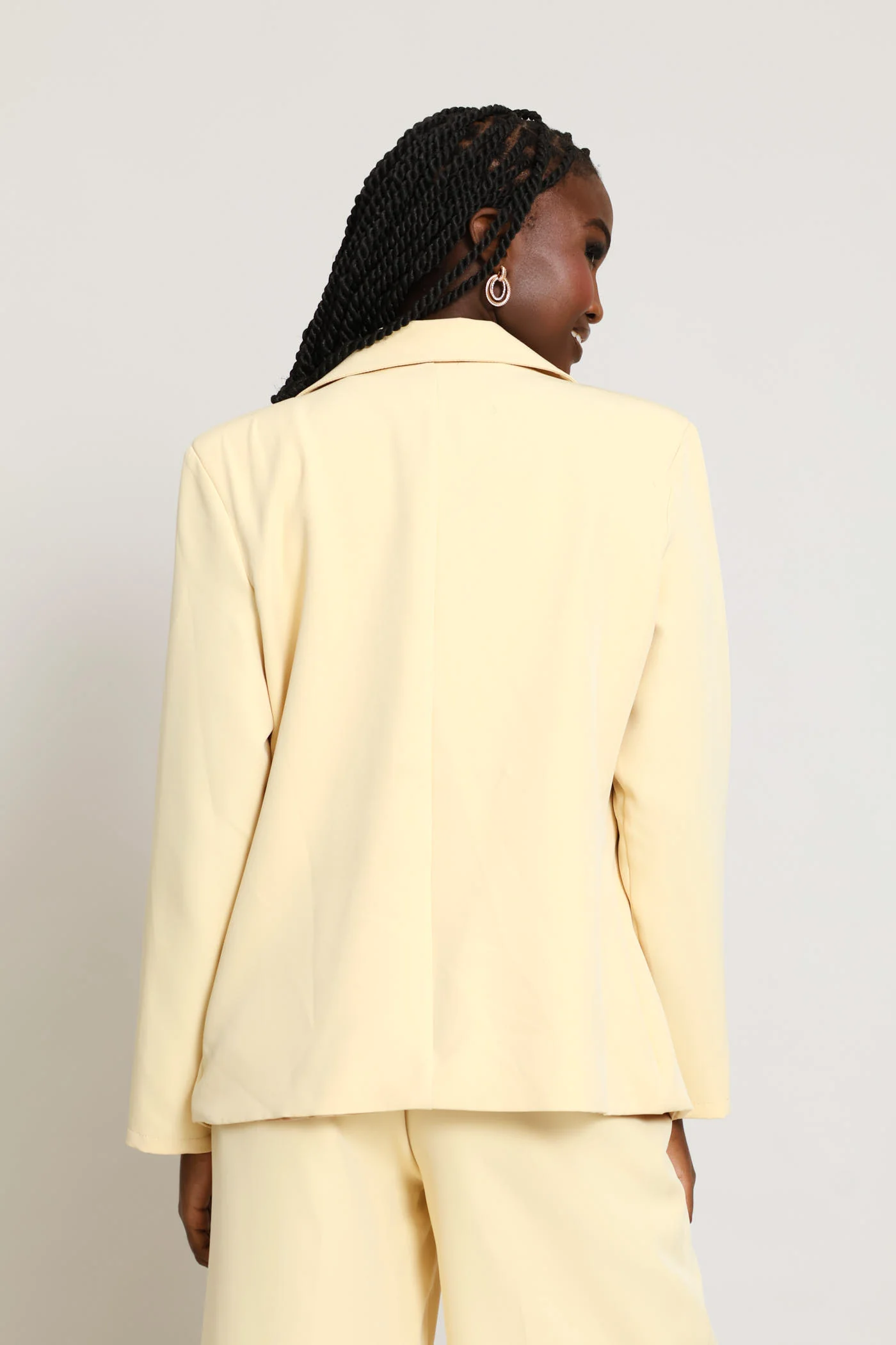 Button Angled Pocket Blazer - Butter Yellow - Image 5