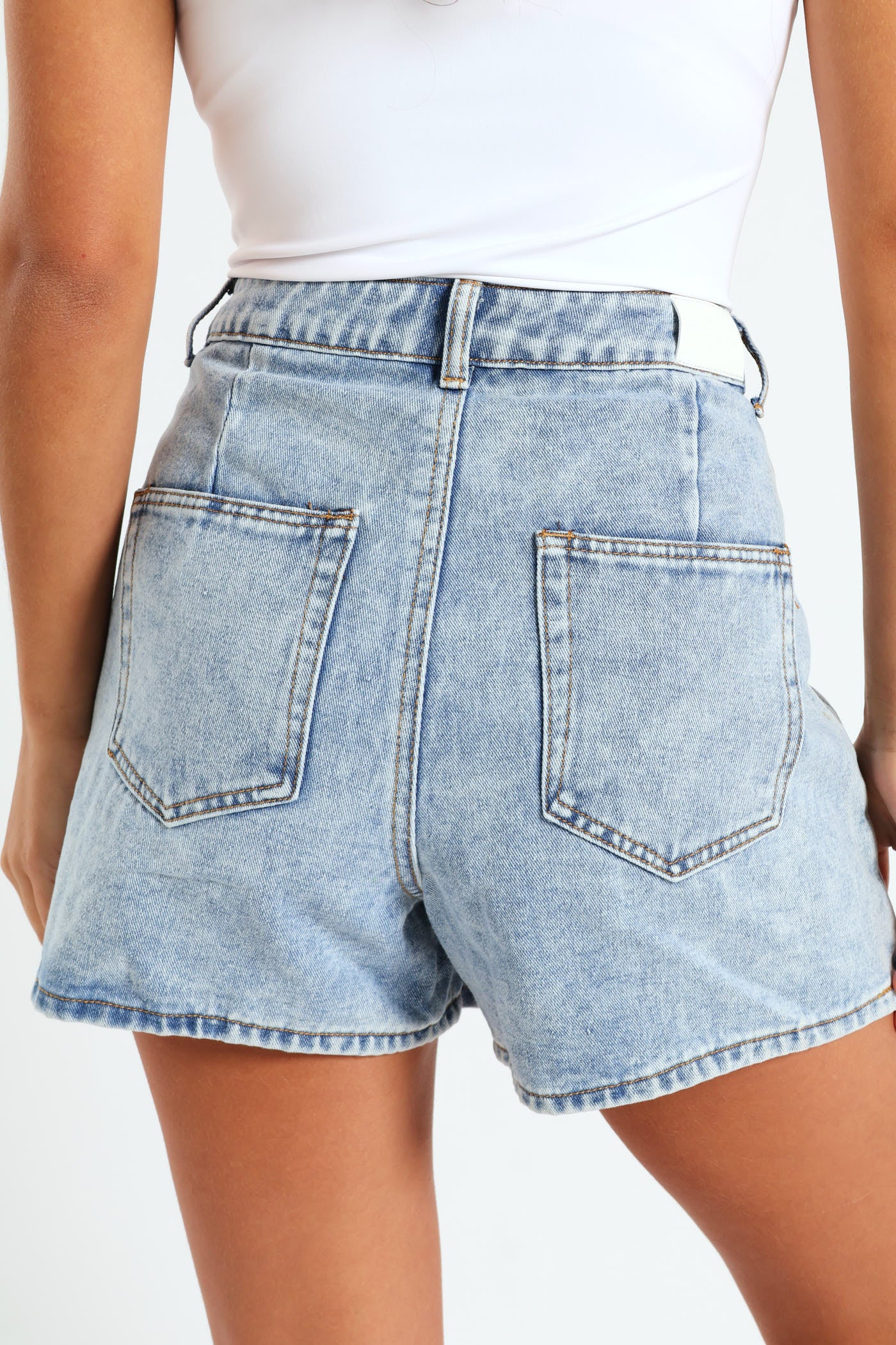 Button Detail Skort - Mid Blue - Image 4