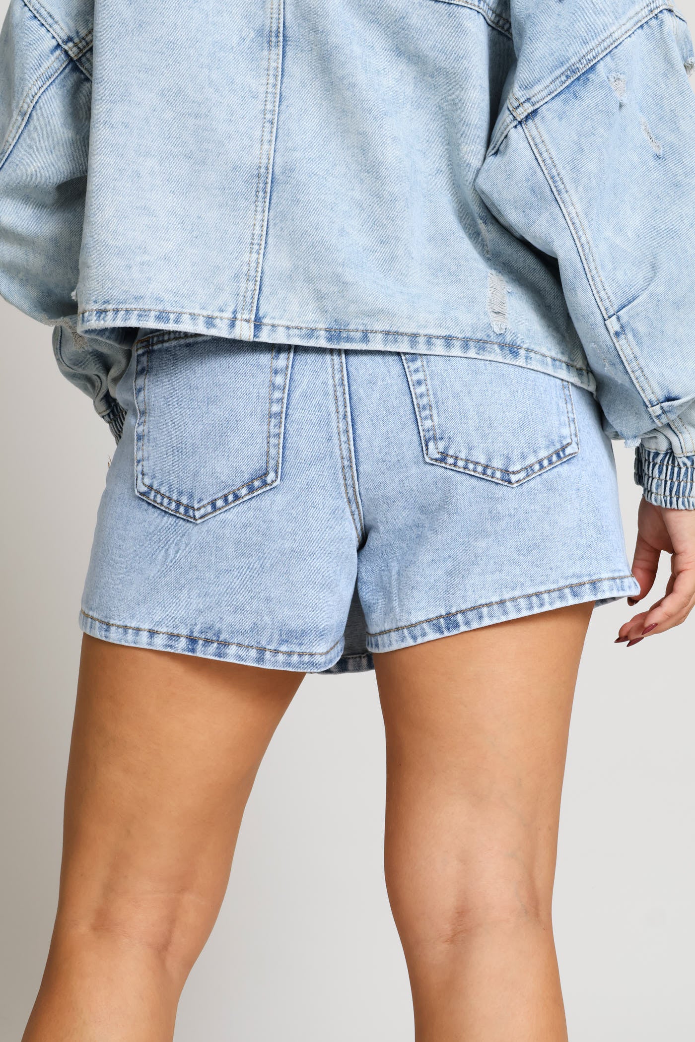 Button Detail Skort - Salty Mid Wash - Image 10