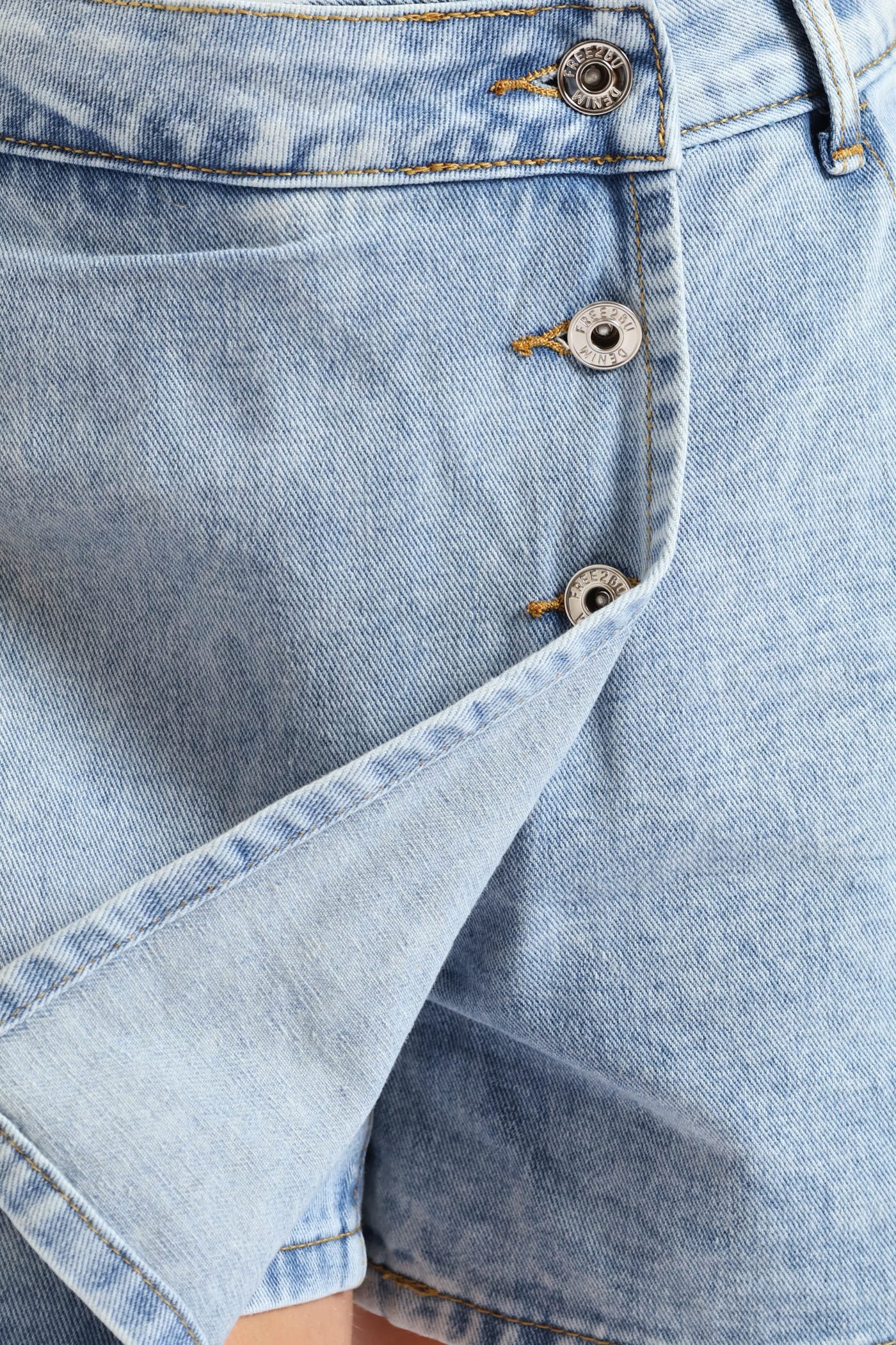 Button Detail Skort - Salty Mid Wash - Image 8
