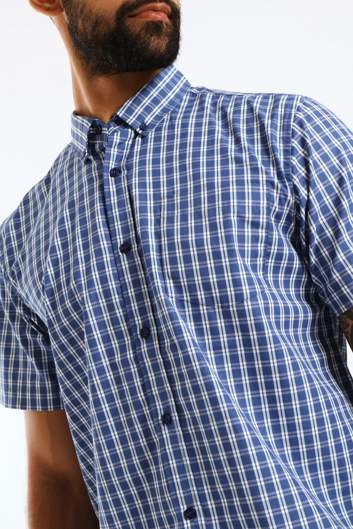 Button Down Check Shirt - Blue - Image 2