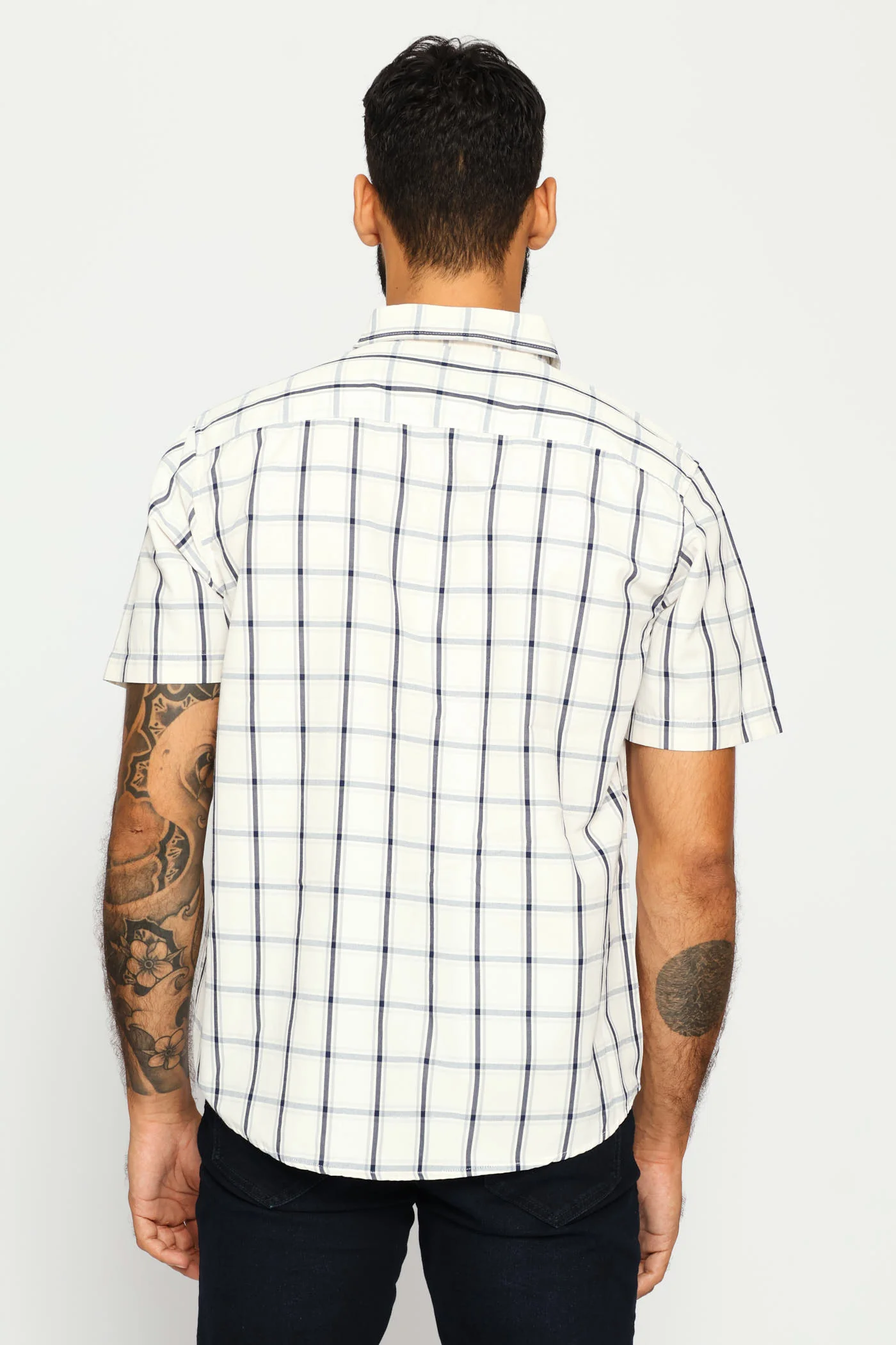 Button Down Check Shirt - Ecru/Navy - Image 5