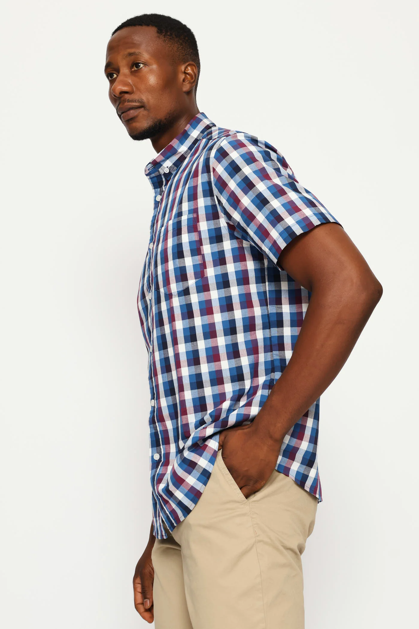 Button Down Check Shirt - Petrol/White/Plum - Image 3