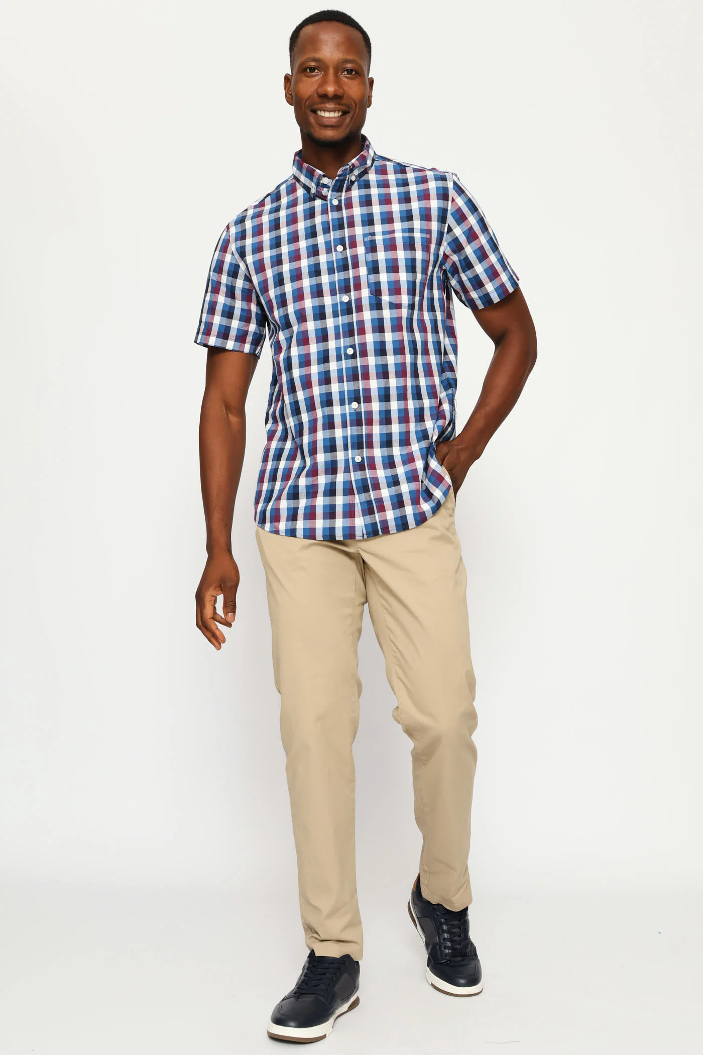 Button Down Check Shirt - Petrol/White/Plum - Image 5