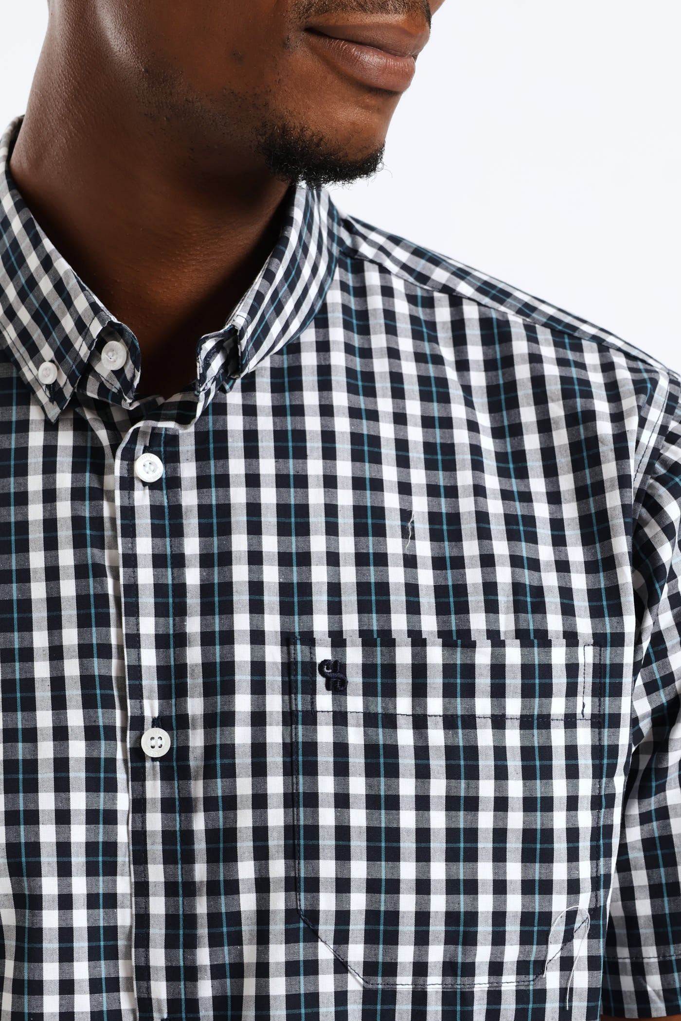 Button Down Check Shirt - White - Image 2
