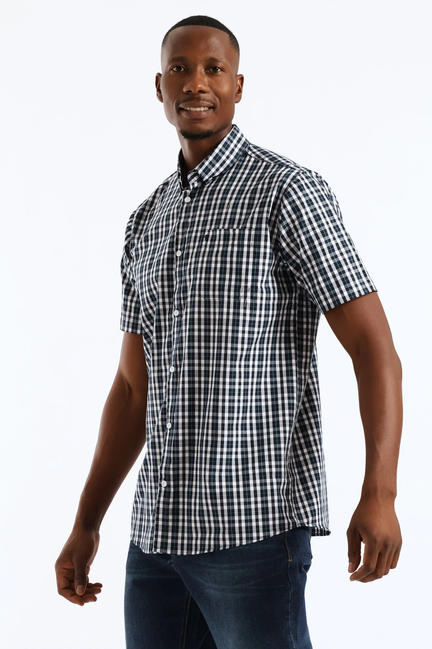 Button Down Check Shirt - White - Image 3