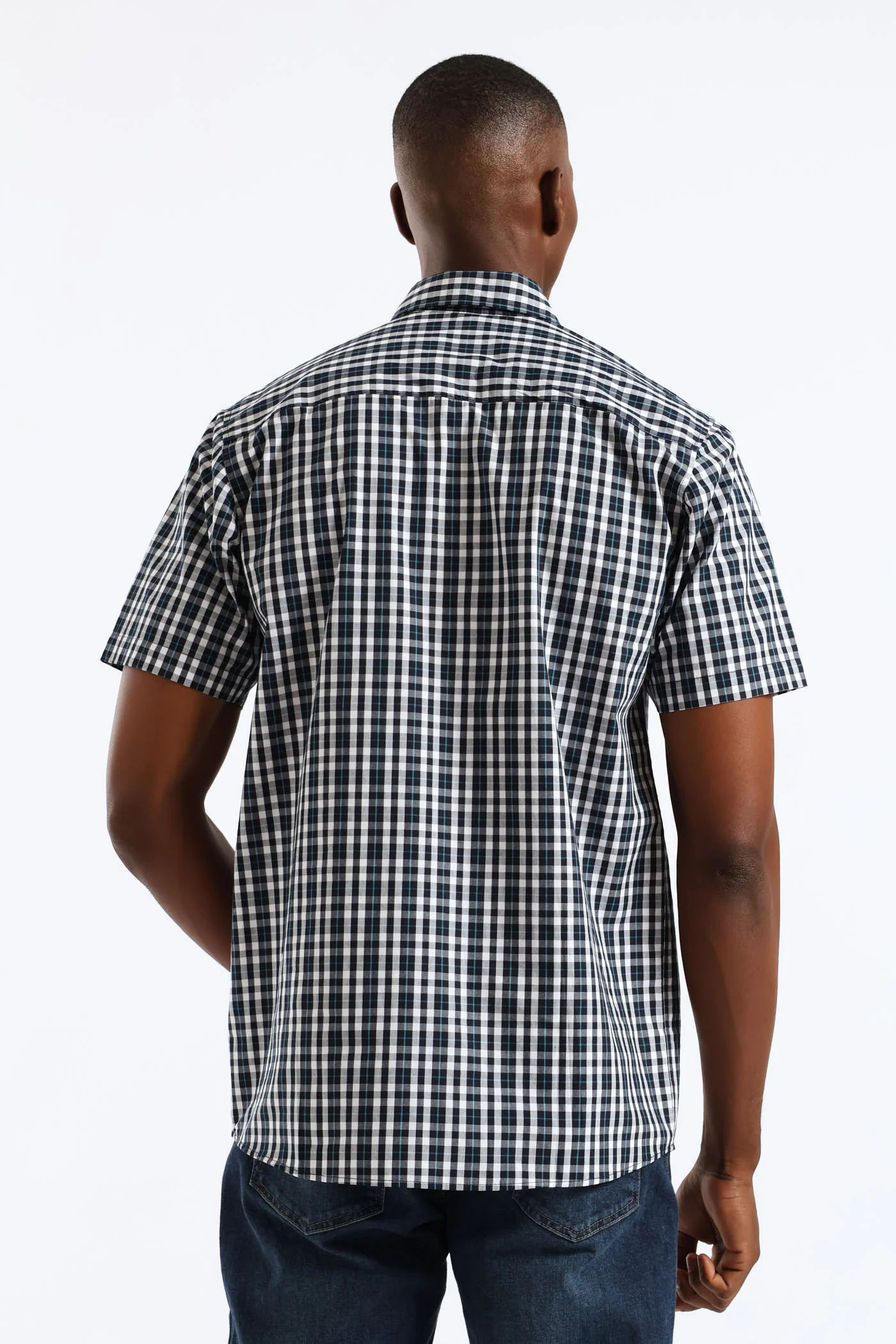 Button Down Check Shirt - White - Image 4