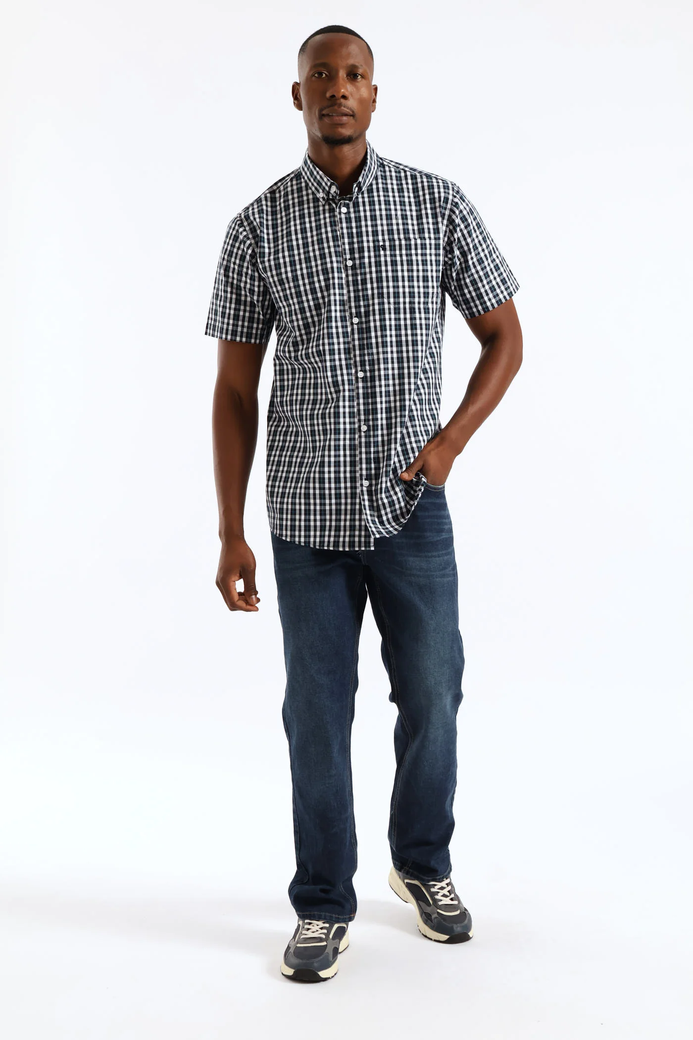 Button Down Check Shirt - White - Image 5