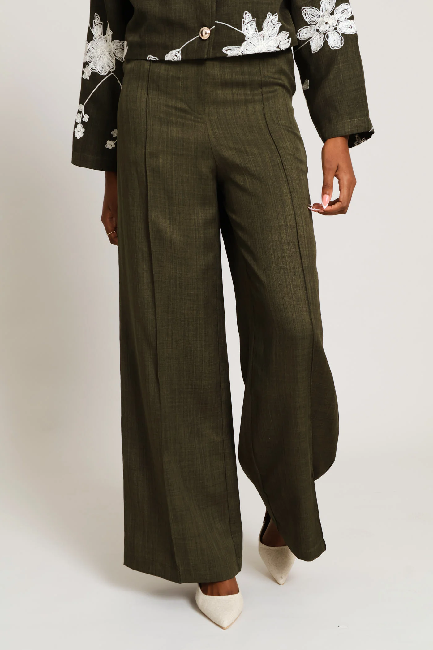 Button Extended Tab Wide Leg Pant - Fatigue - Image 5