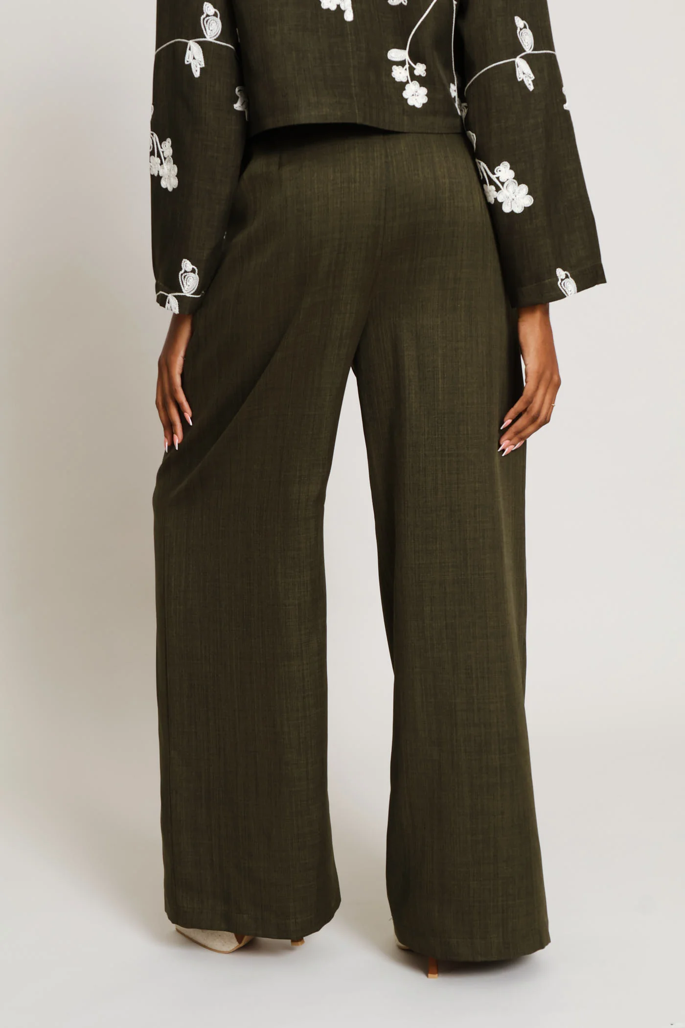 Button Extended Tab Wide Leg Pant - Fatigue - Image 6