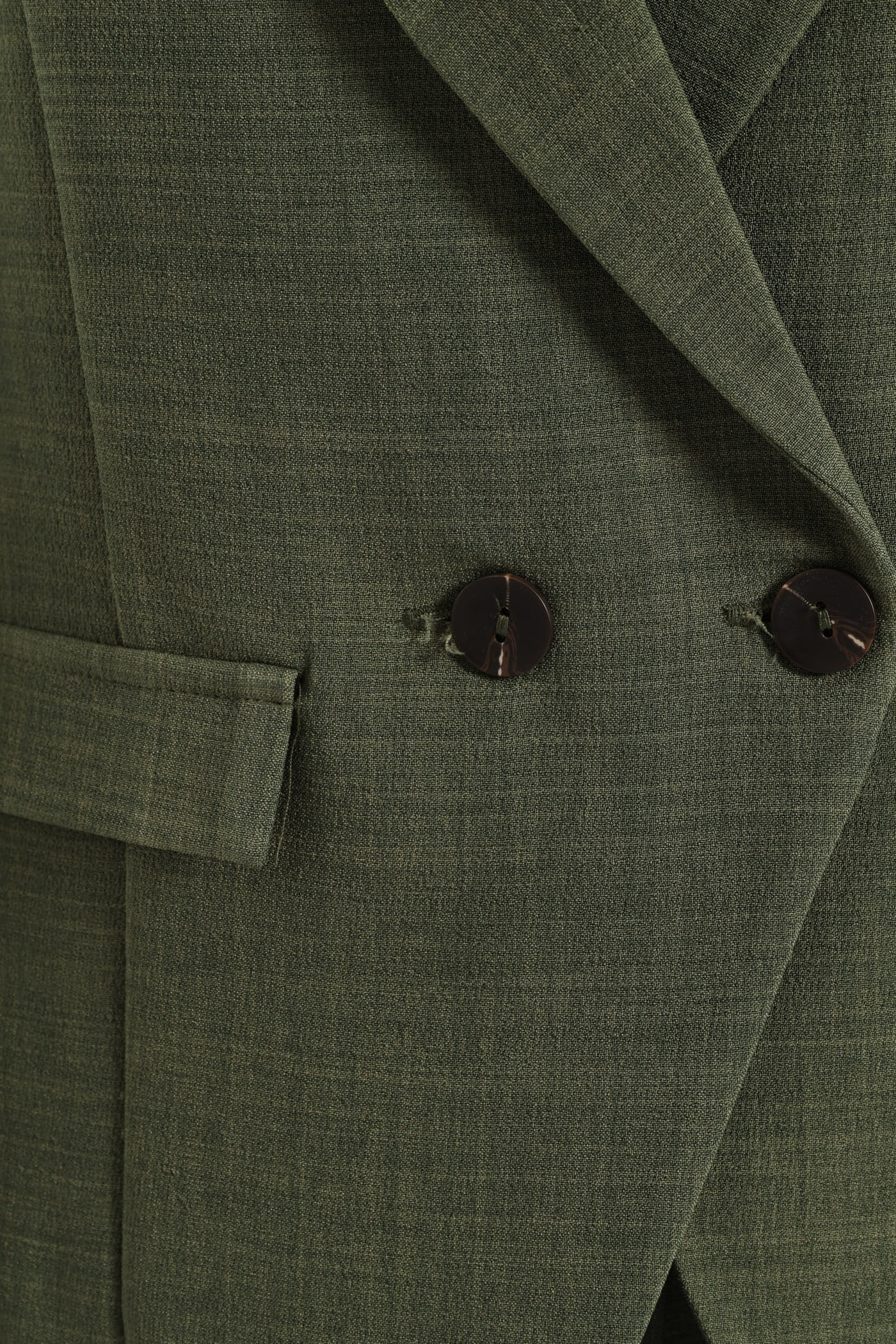 Button Linen Blend Blazer - Olive - Image 5