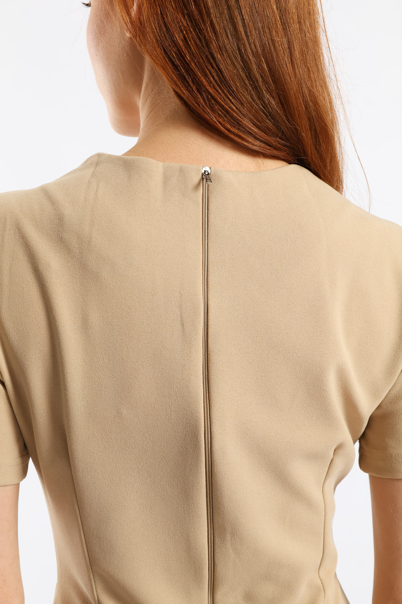 Button Panel Slit Hem Bodycon Dress - Stone - Image 3