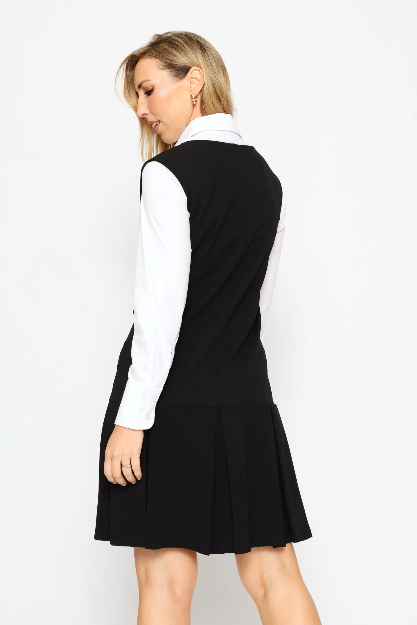 Button Pocket Shift Dress - Black - Image 2