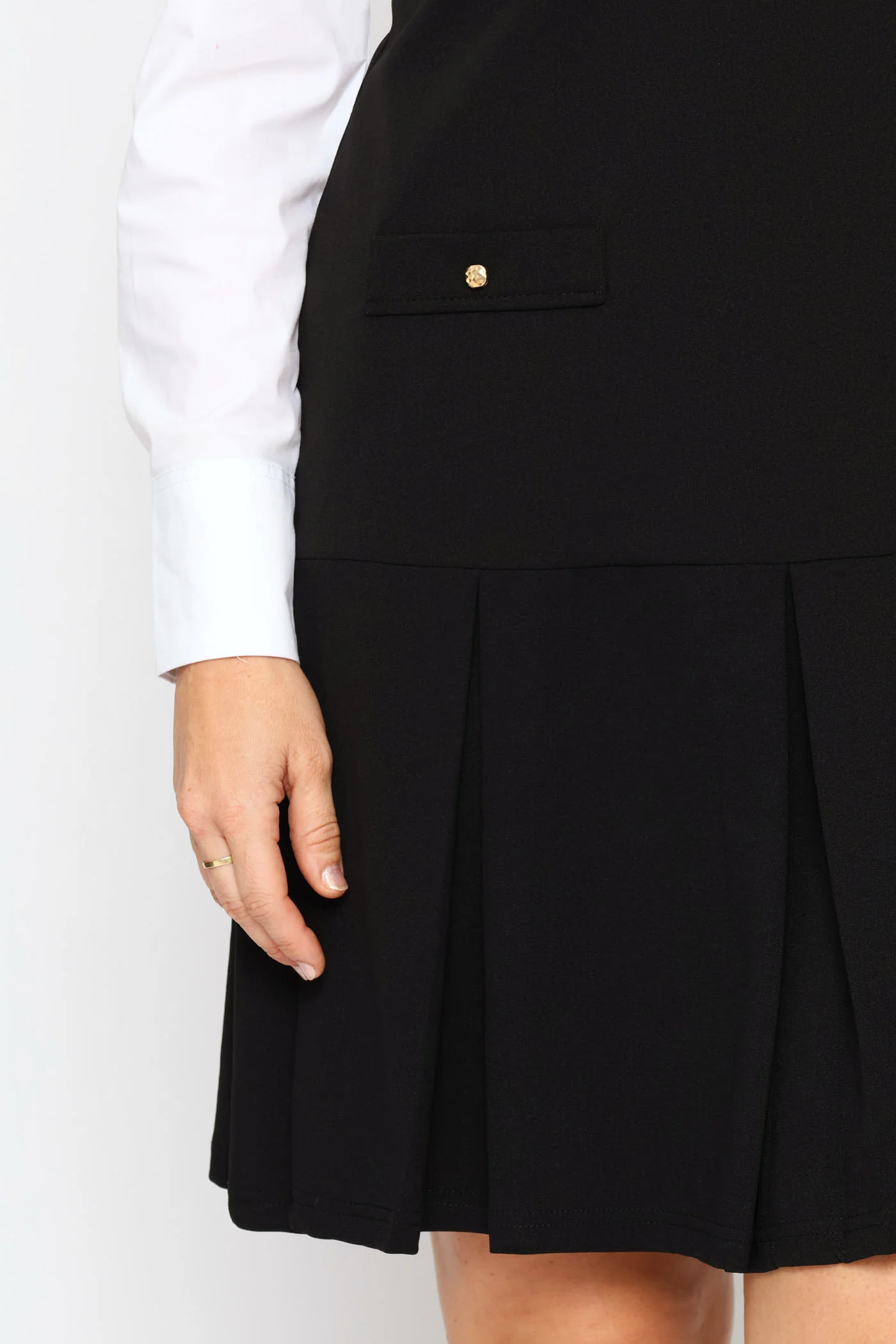 Button Pocket Shift Dress - Black - Image 4
