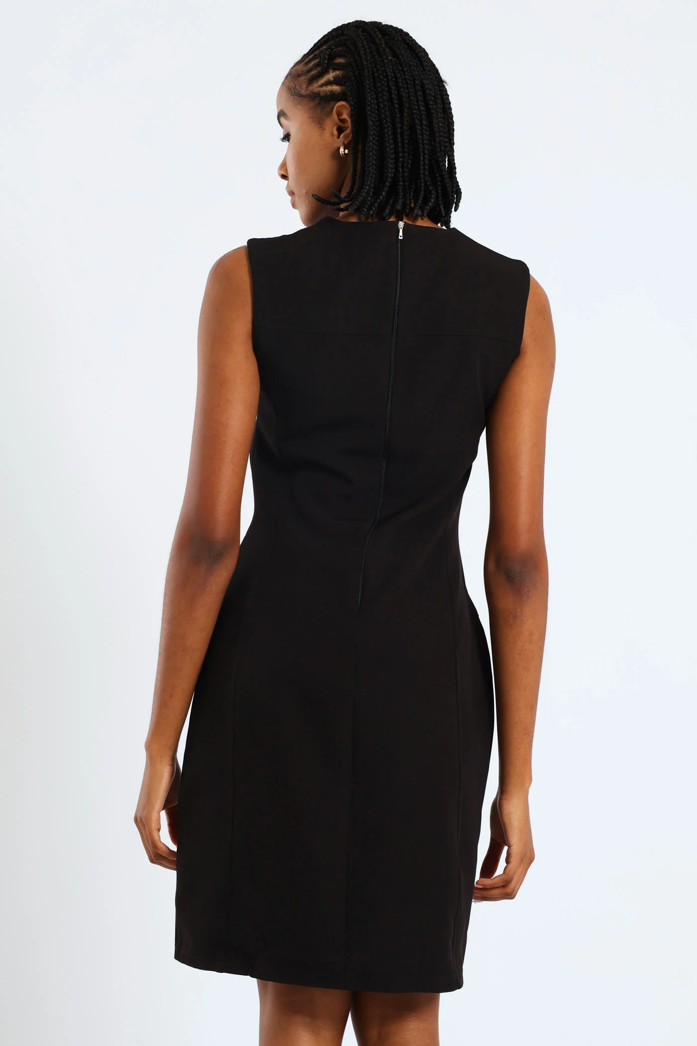 Button Tab Work Dress - Black - Image 4